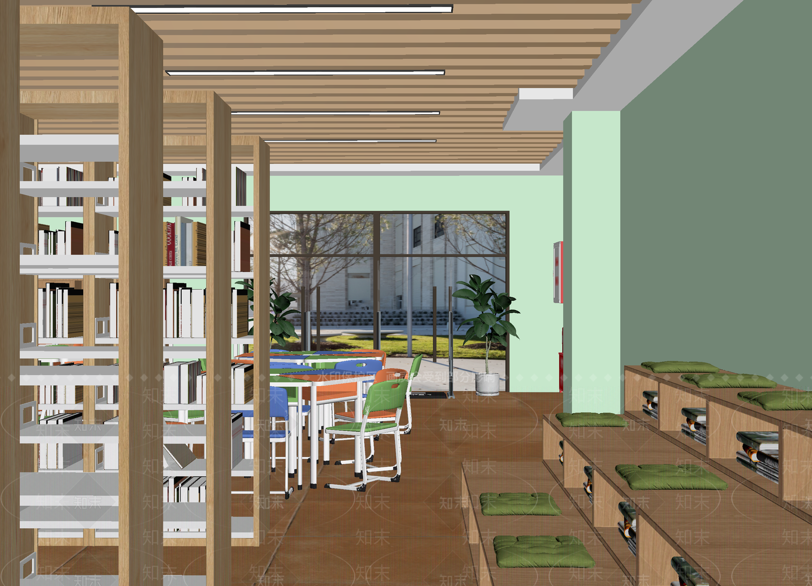 现代图书馆3D模型下载【ID:1214110901】