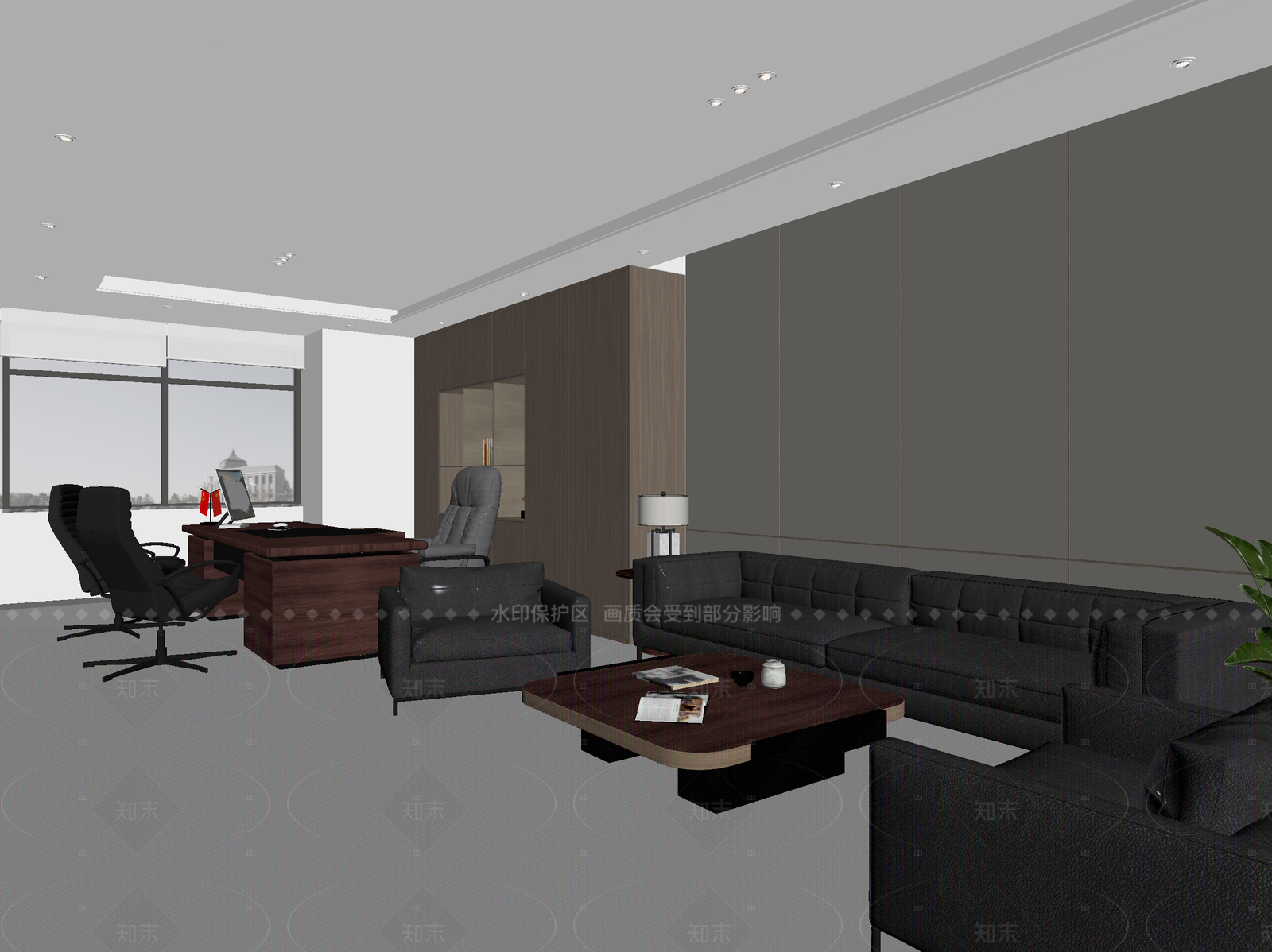 现代董事长办公室3D模型下载【ID:1214567602】