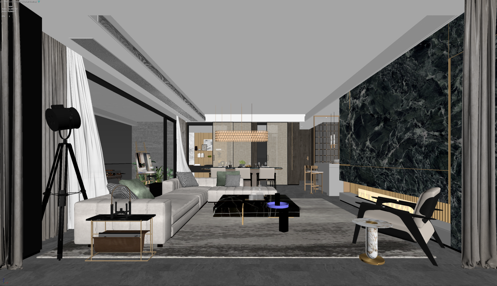 新中式客餐厅3D模型下载【ID:1221669464】