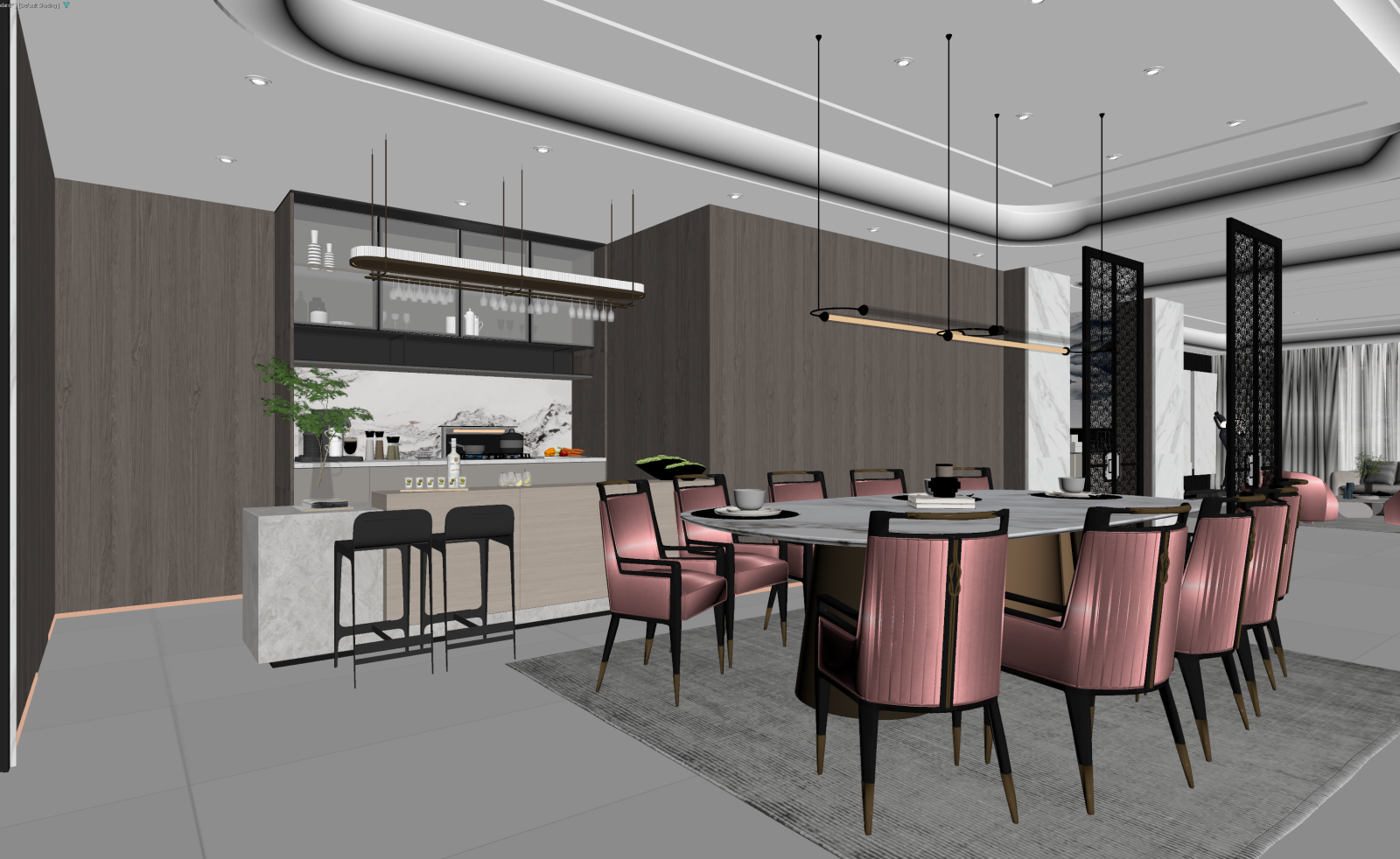 现代酒店餐厅3D模型下载【ID:1221487445】