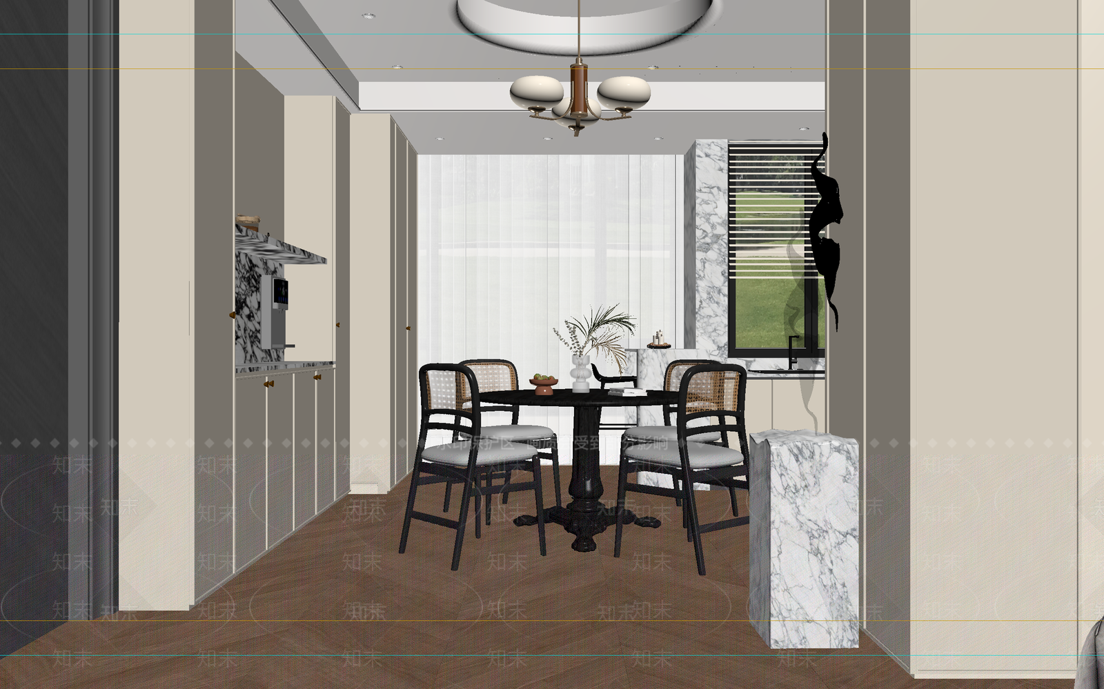 法式家居餐厅3D模型下载【ID:1215195597】
