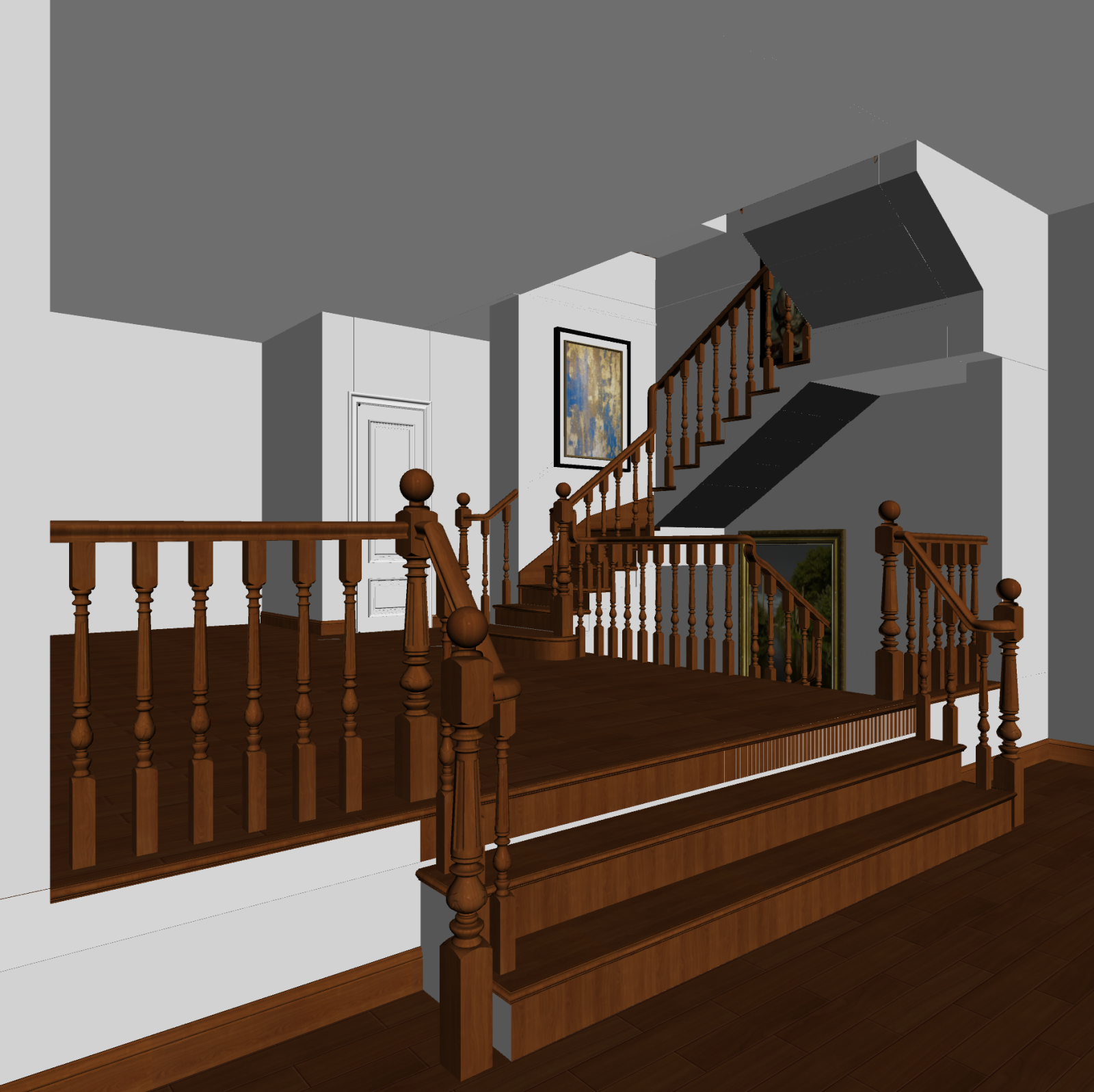 新中式挑空客厅3D模型下载【ID:1221824604】