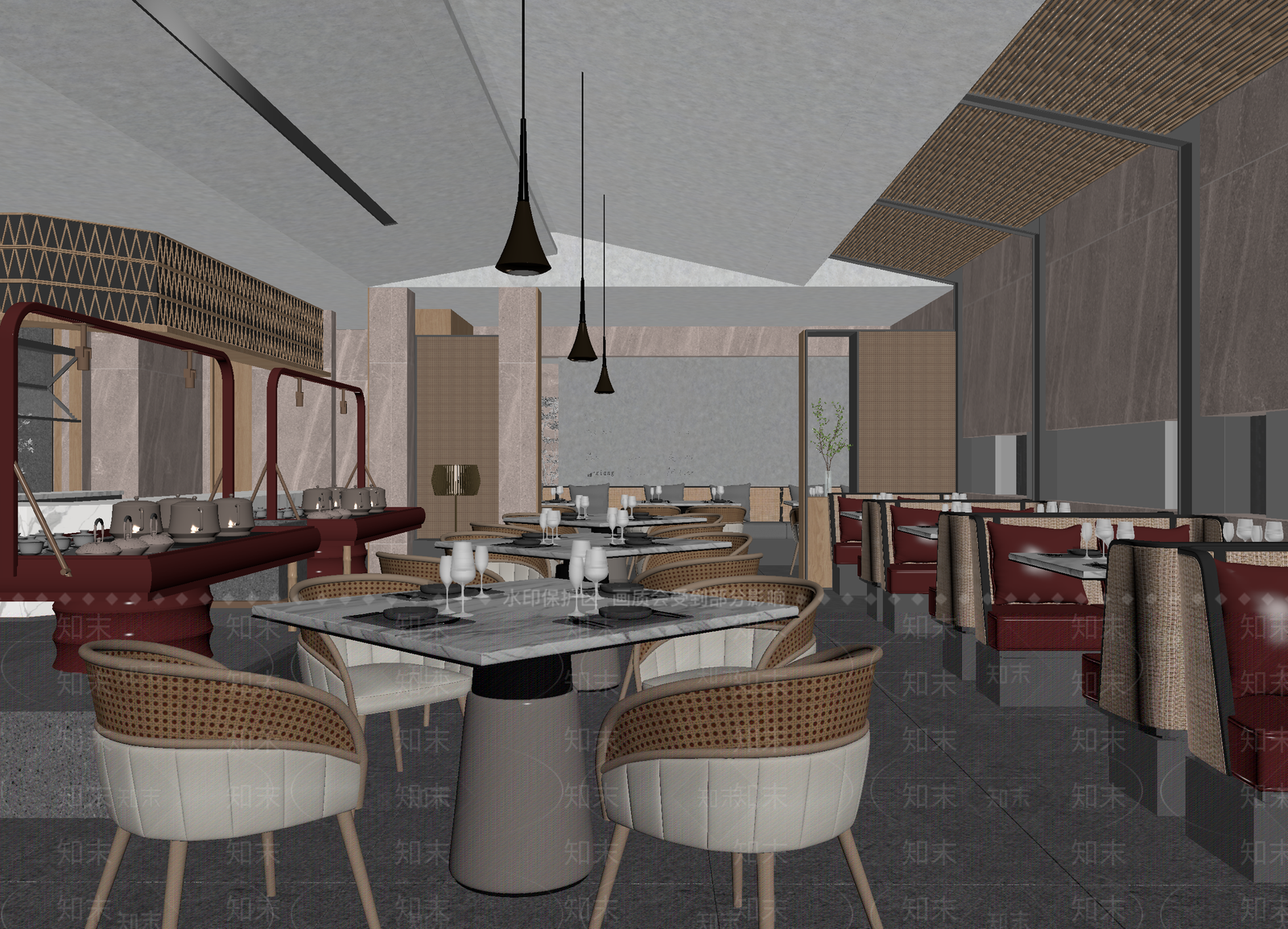现代西餐厅3D模型下载【ID:1214006995】