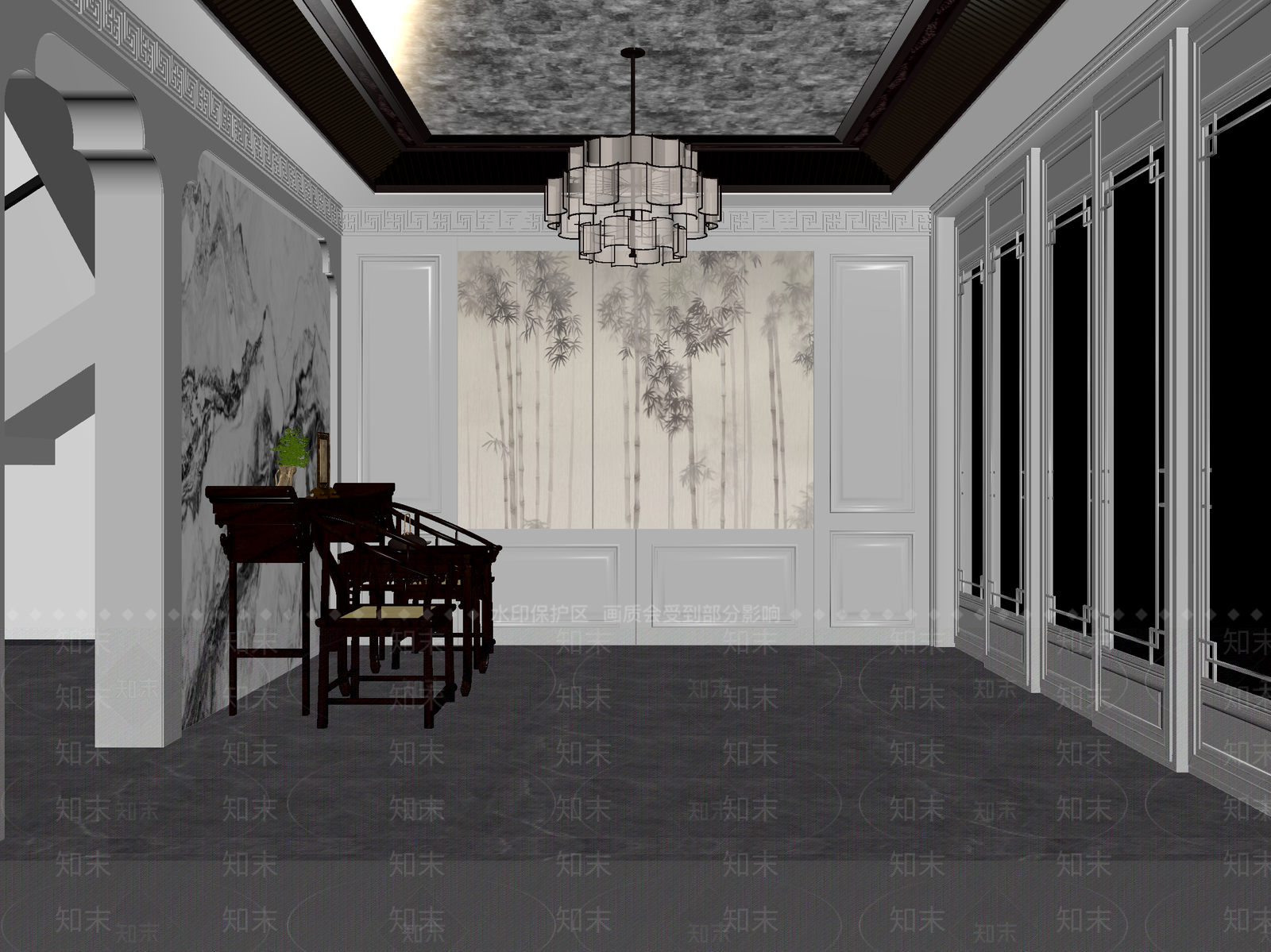 新中式茶馆3D模型下载【ID:1214075444】
