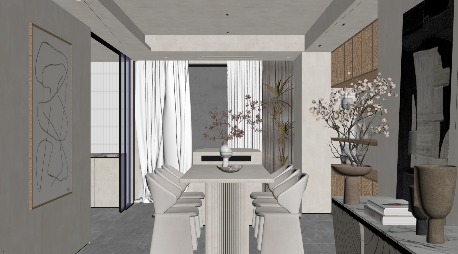 侘寂家居餐厅3D模型下载【ID:1221697580】