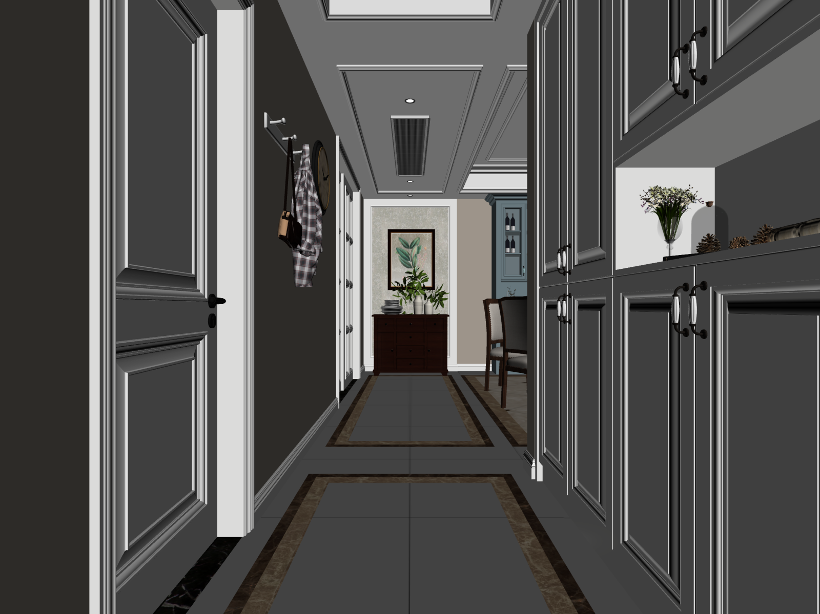 美式玄关3D模型下载【ID:1221996005】