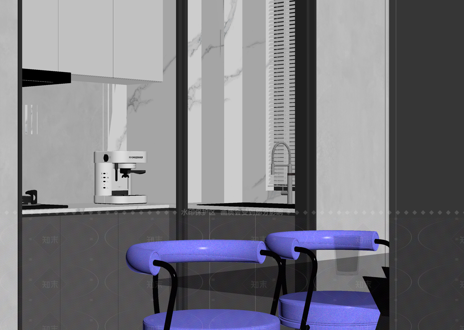 现代茶水间3D模型下载【ID:1214634915】