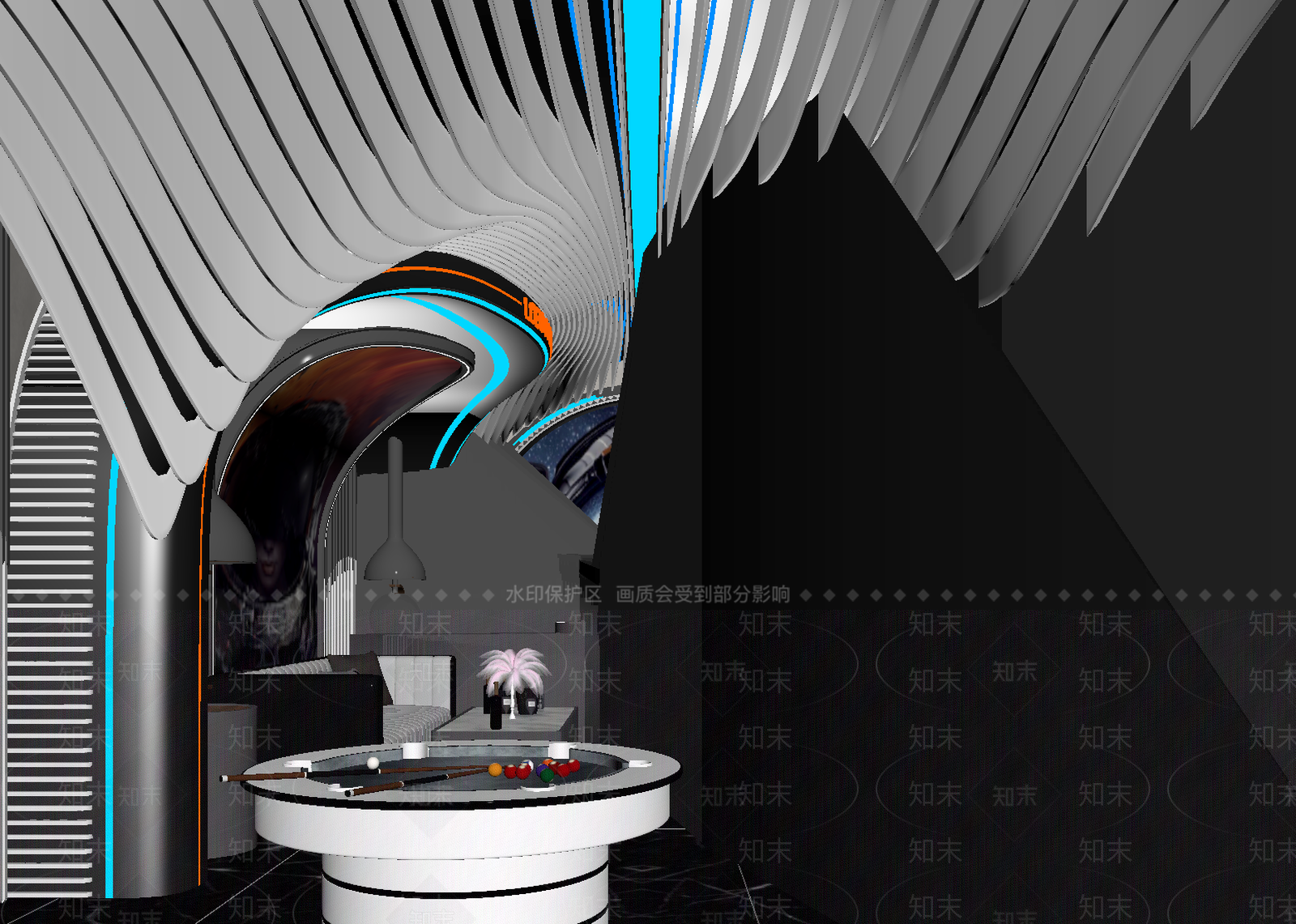 现代台球室3D模型下载【ID:1213898268】