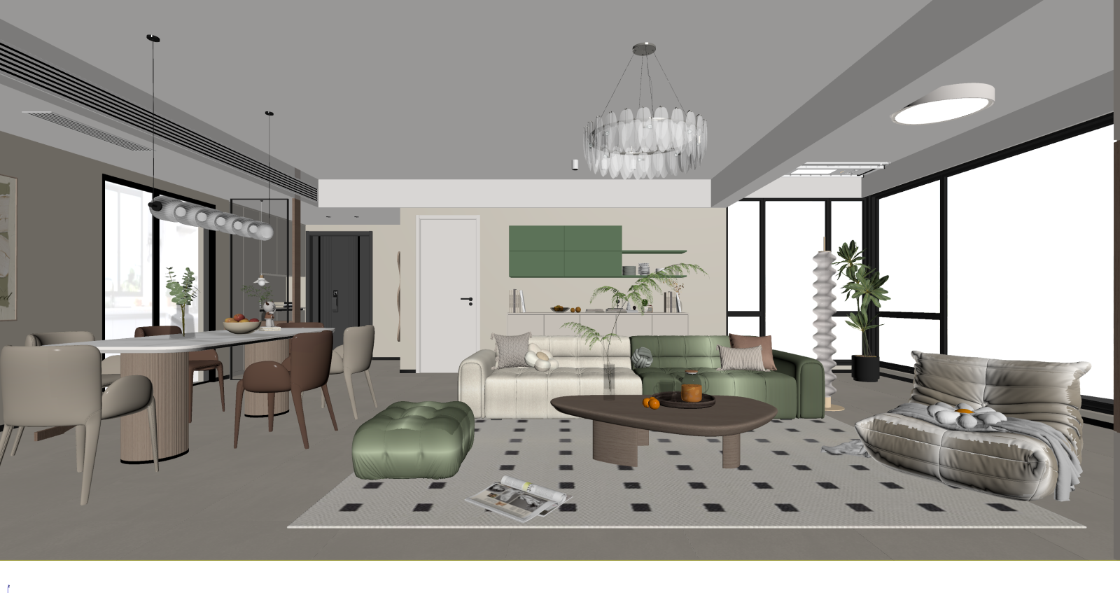 现代客餐厅3D模型下载【ID:1221850494】