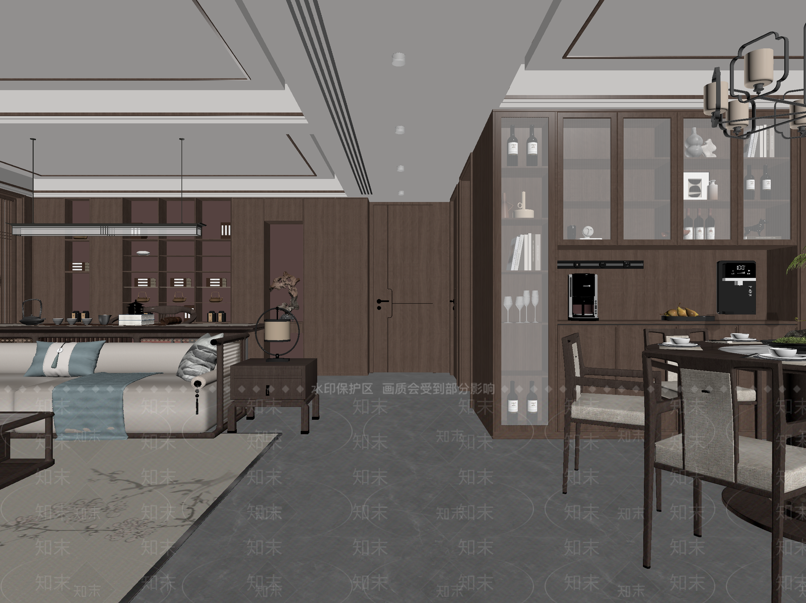 新中式客餐厅3D模型下载【ID:1215195565】