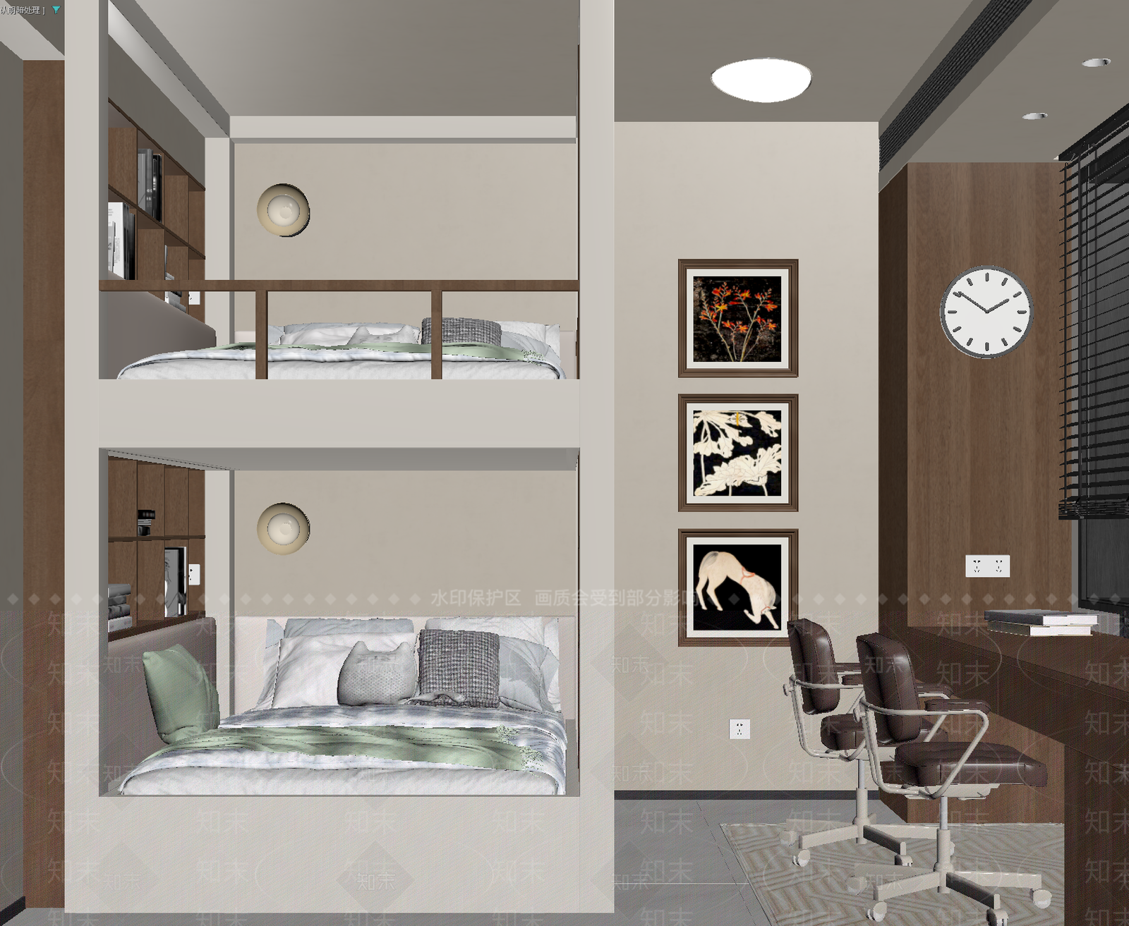 现代通用儿童房3D模型下载【ID:1214828217】