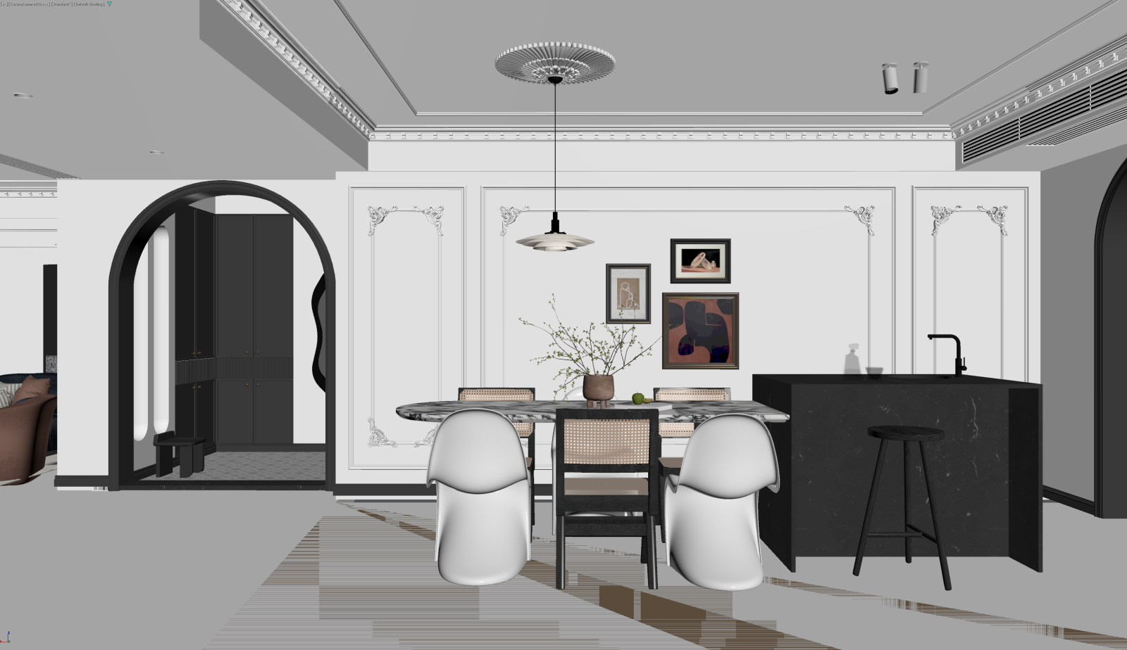 法式客餐厅3D模型下载【ID:1221501508】