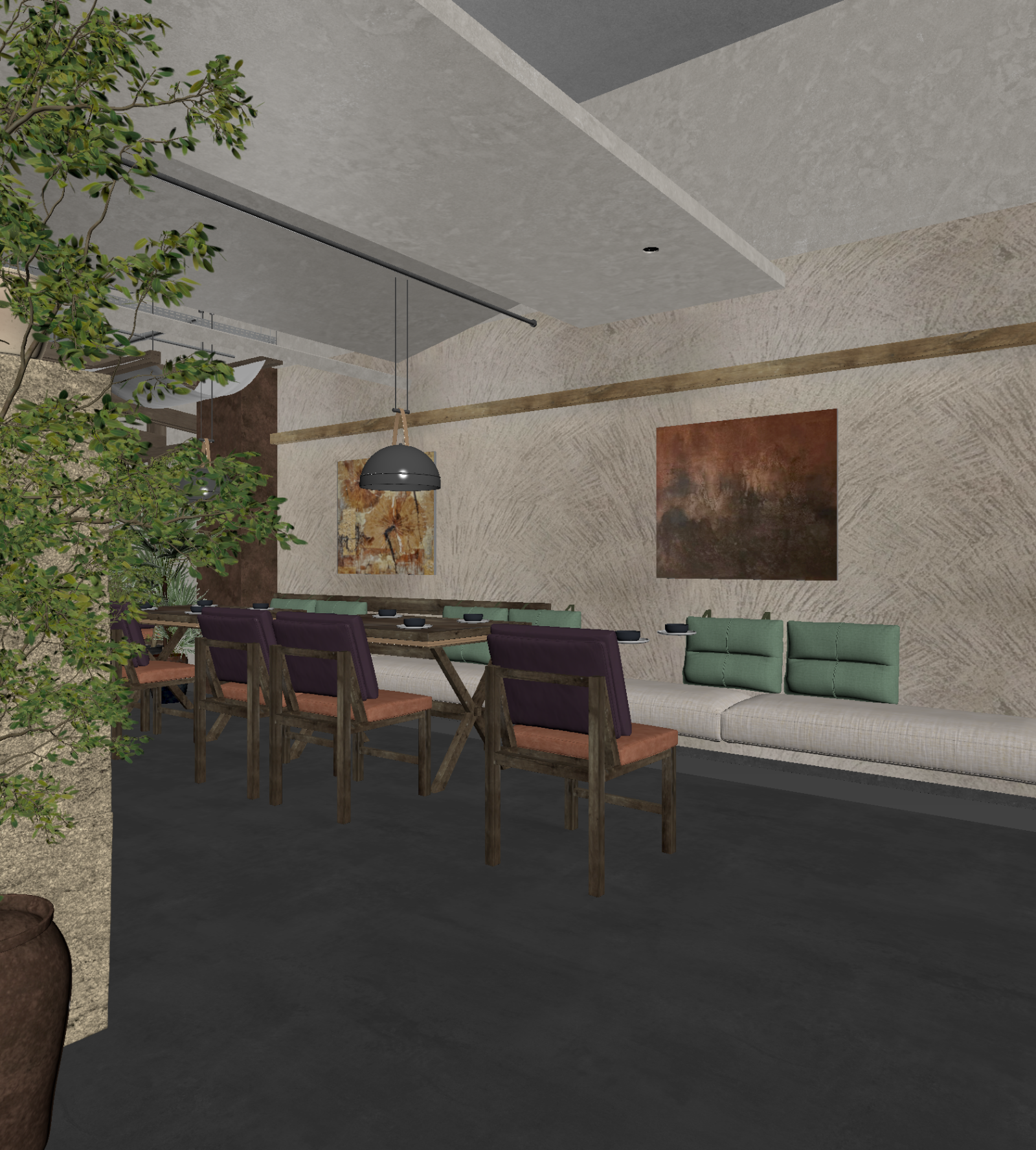 复古酒店餐厅3D模型下载【ID:1221749385】