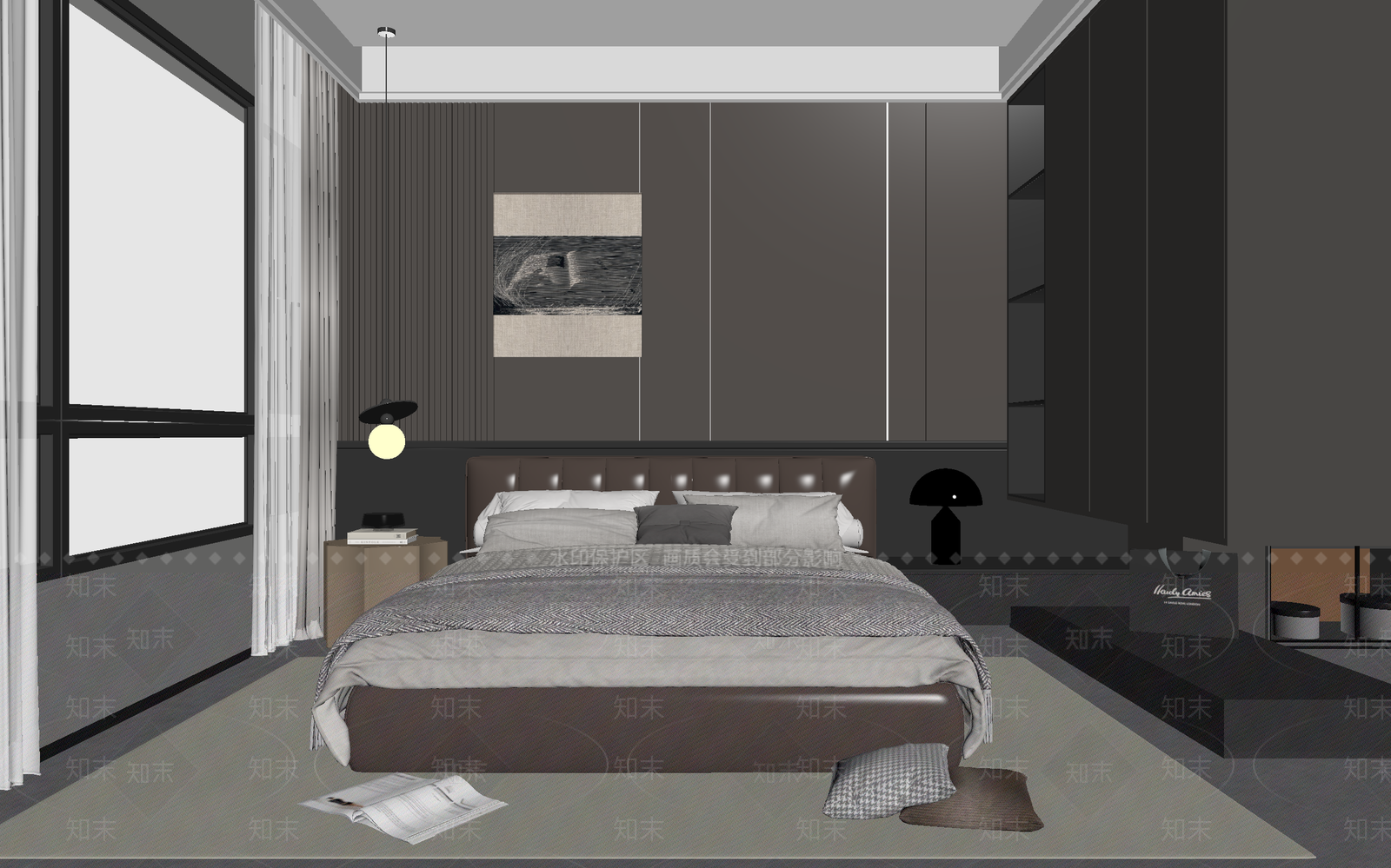 现代酒店客房3D模型下载【ID:1215190128】