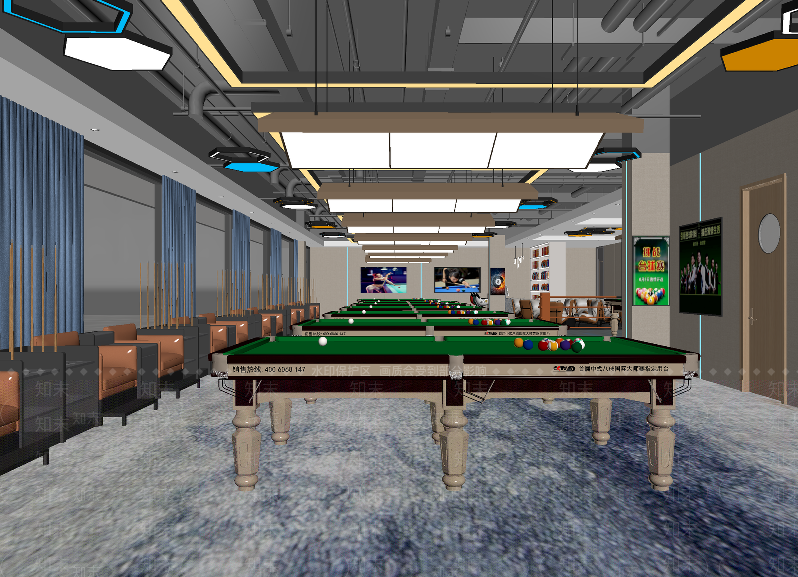 现代台球室3D模型下载【ID:1214111465】