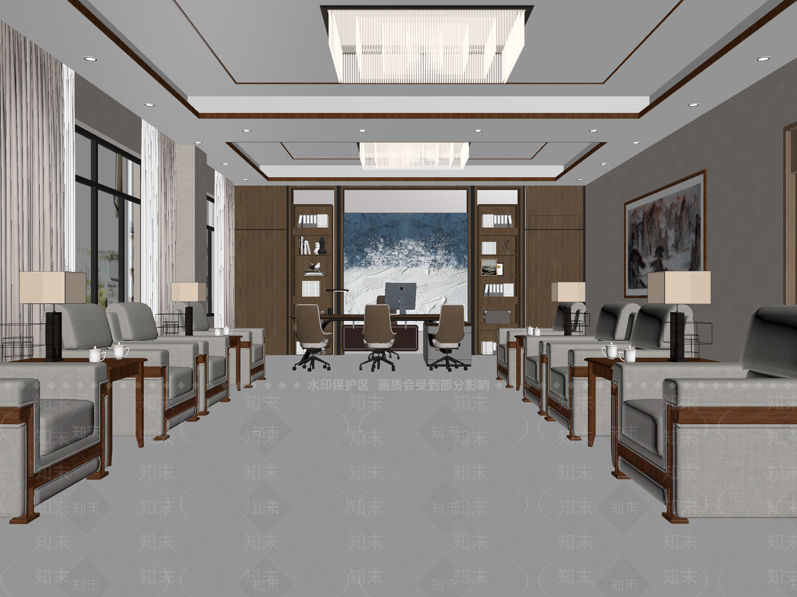 现代接待室3D模型下载【ID:1214302791】