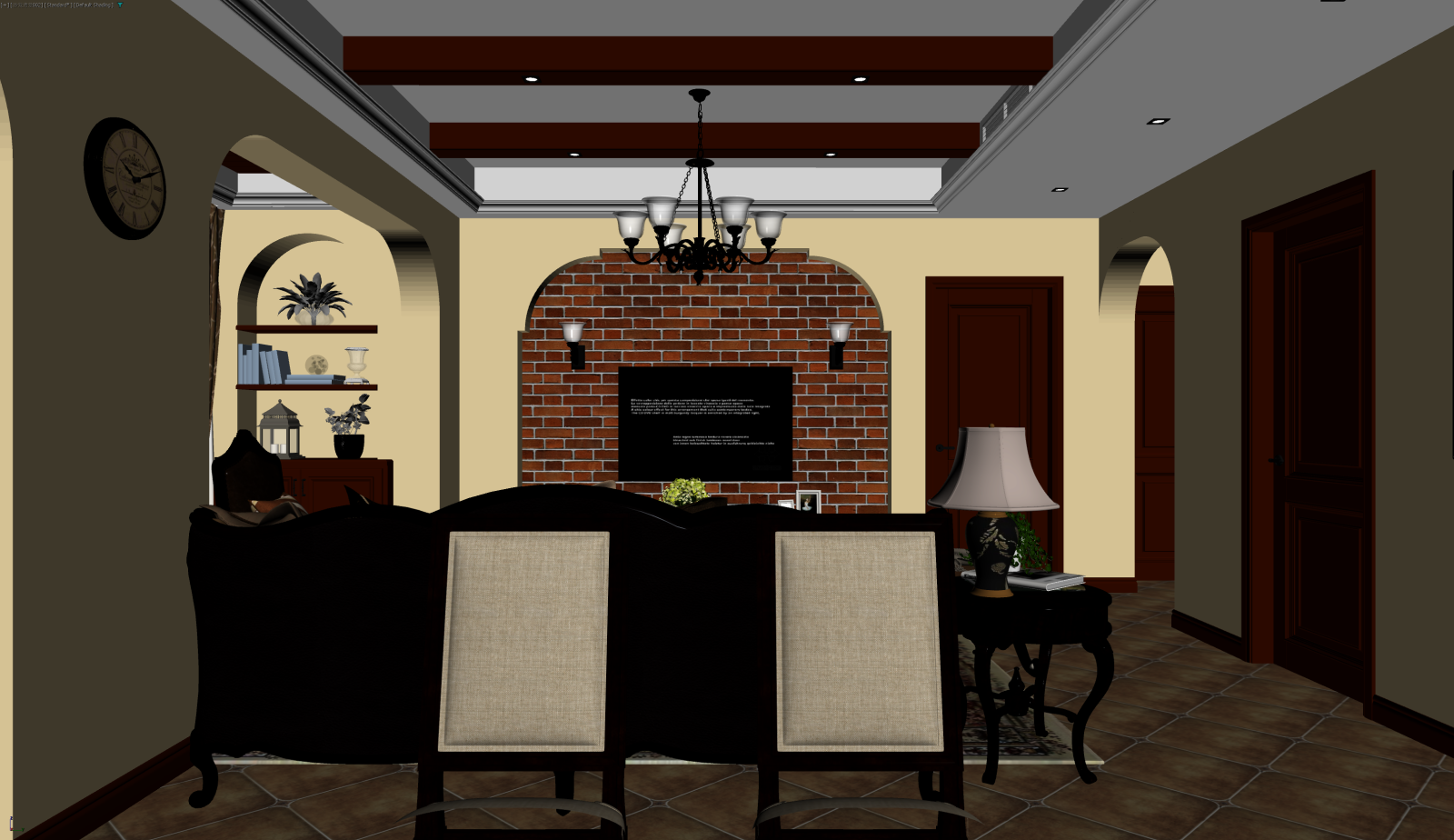美式家居客厅3D模型下载【ID:1221504814】