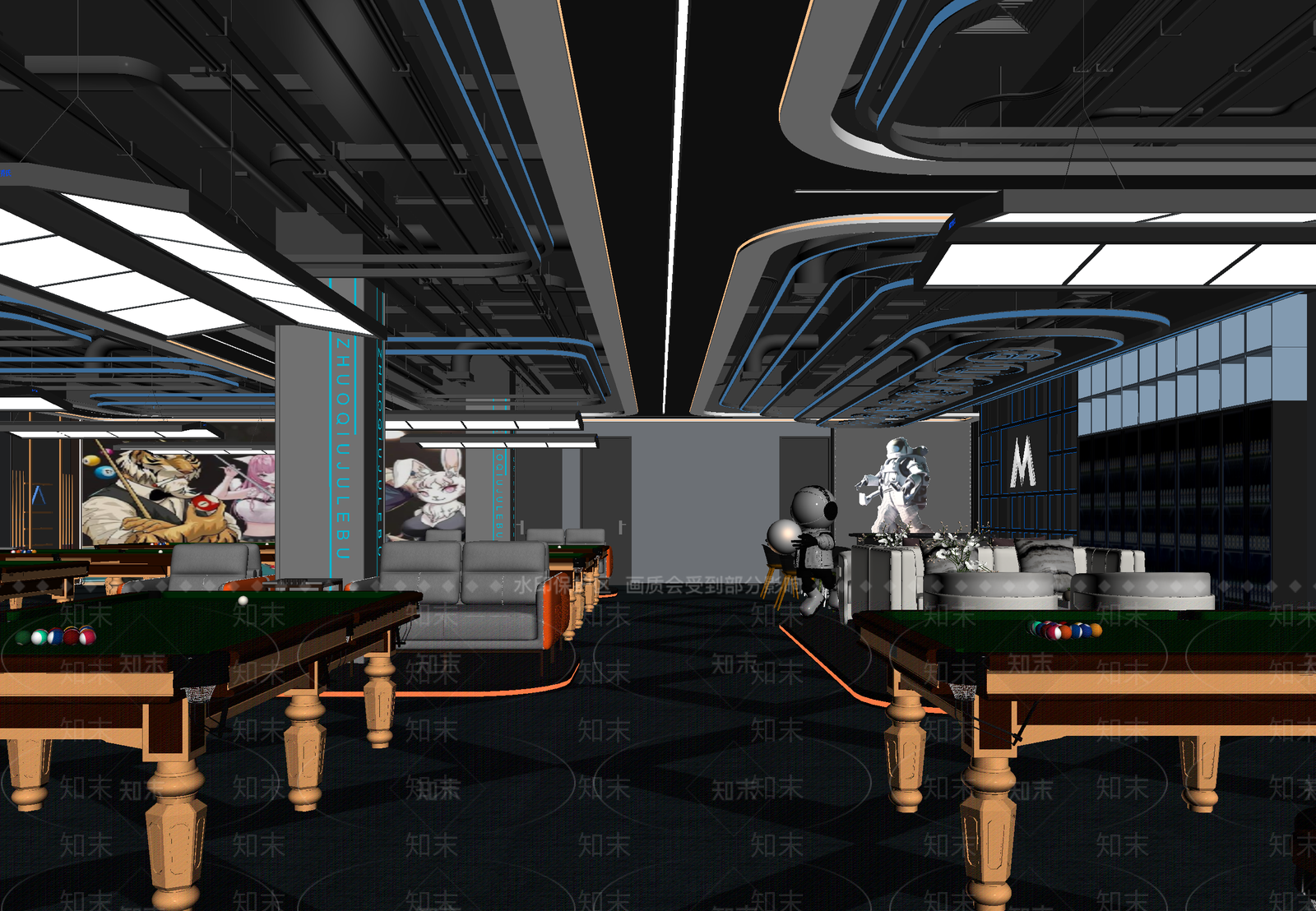 现代台球室3D模型下载【ID:1214044839】