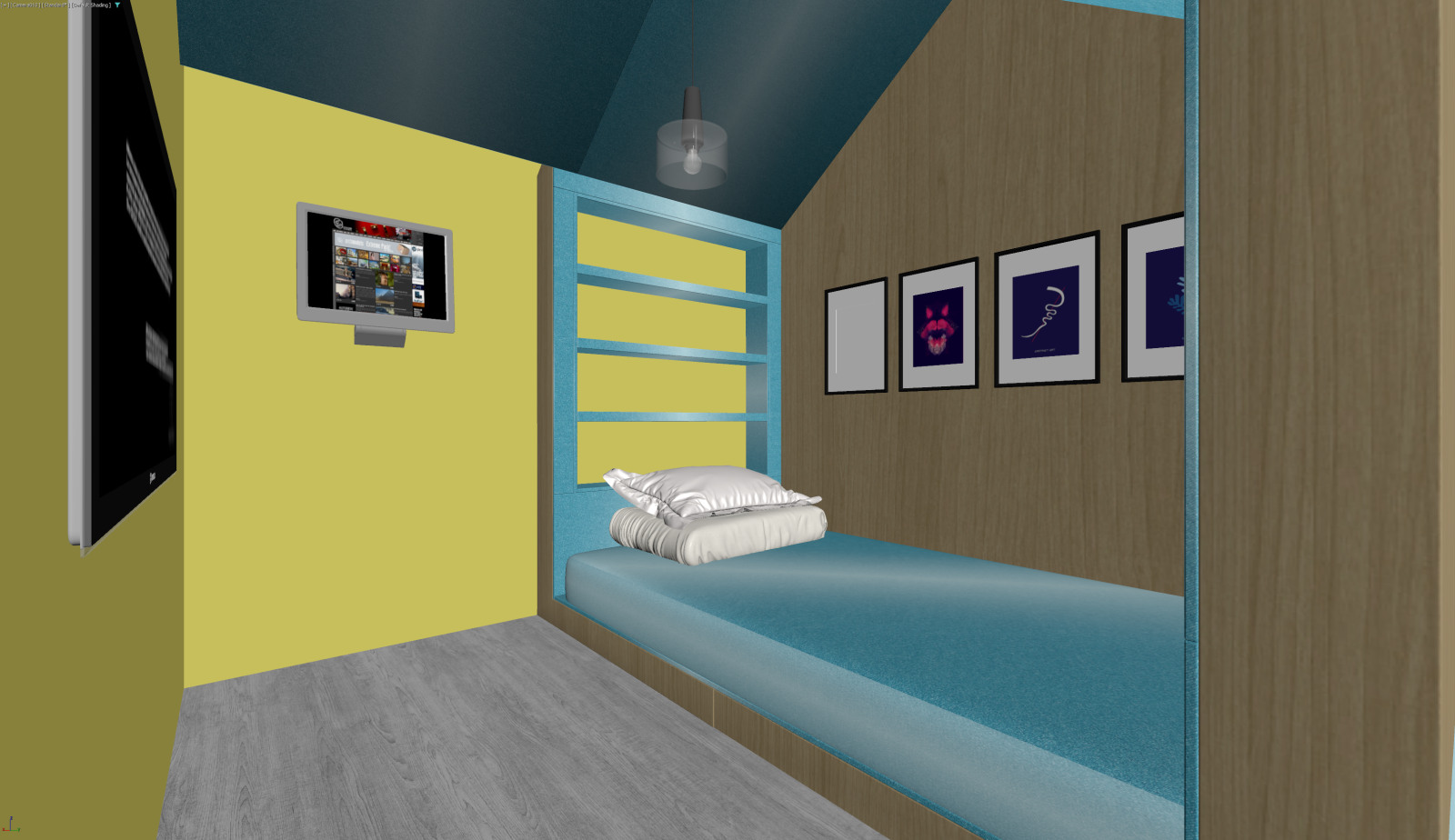 现代阁楼卧室3D模型下载【ID:1221750879】