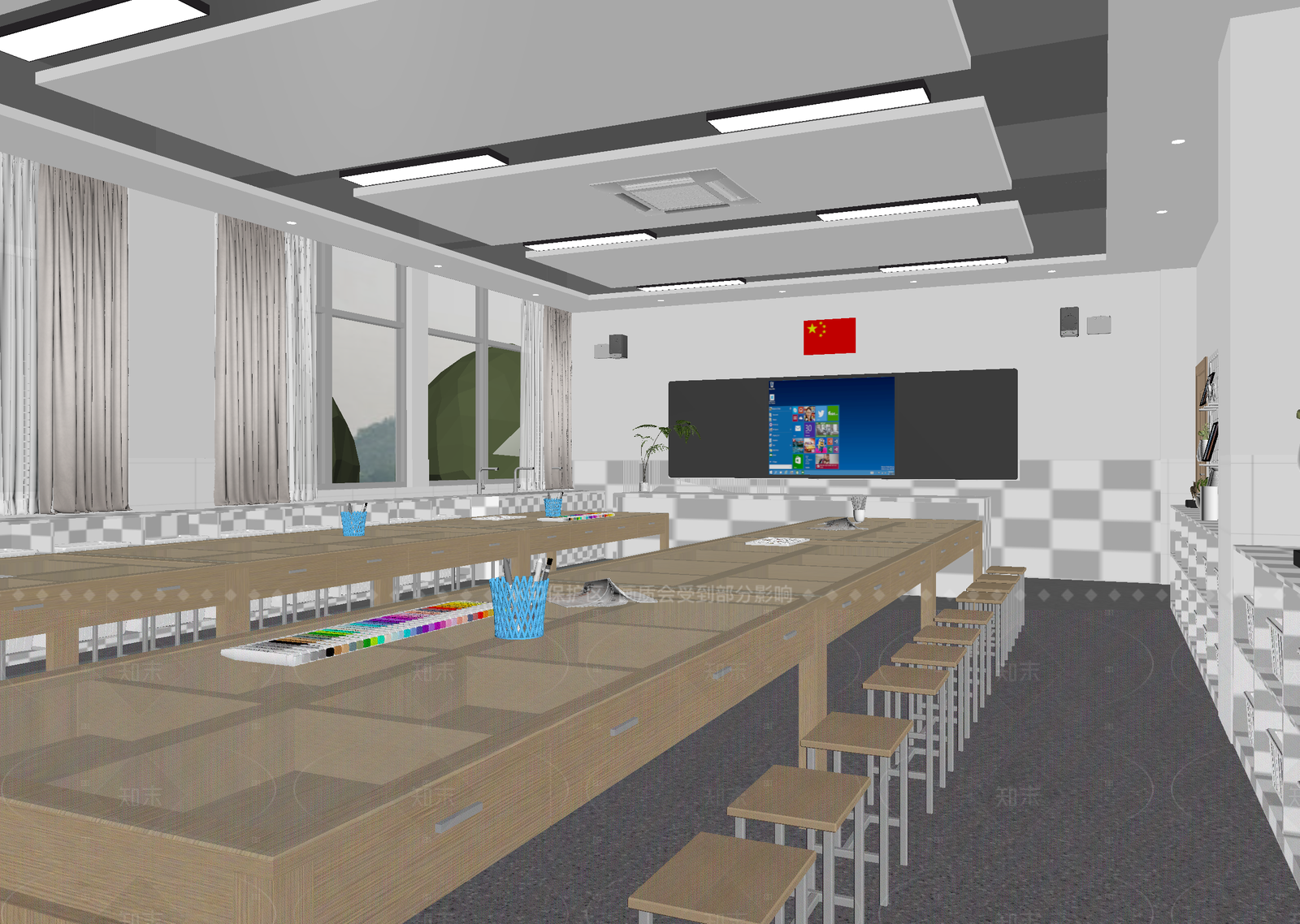 现代教室3D模型下载【ID:1214589659】