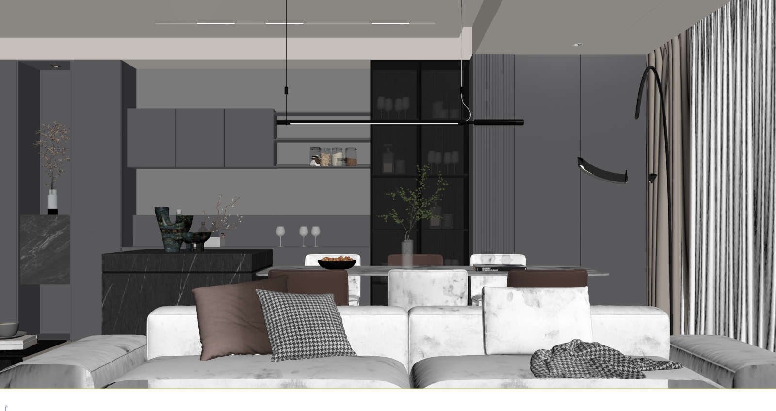现代客餐厅3D模型下载【ID:1221501529】
