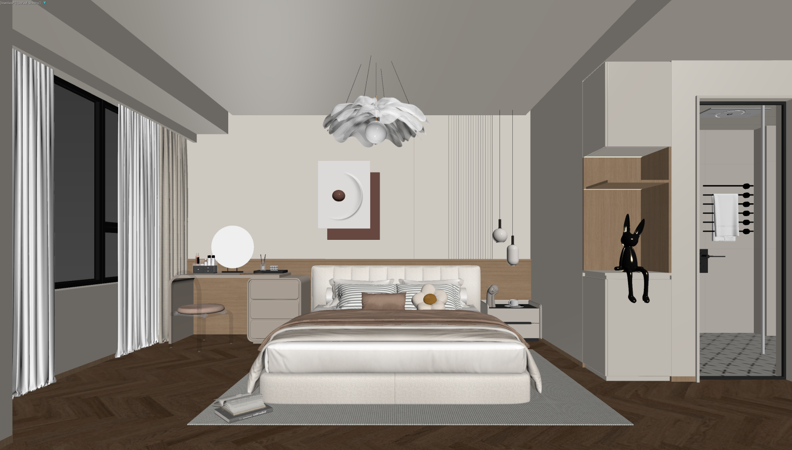 奶油家居卧室3D模型下载【ID:1222105419】