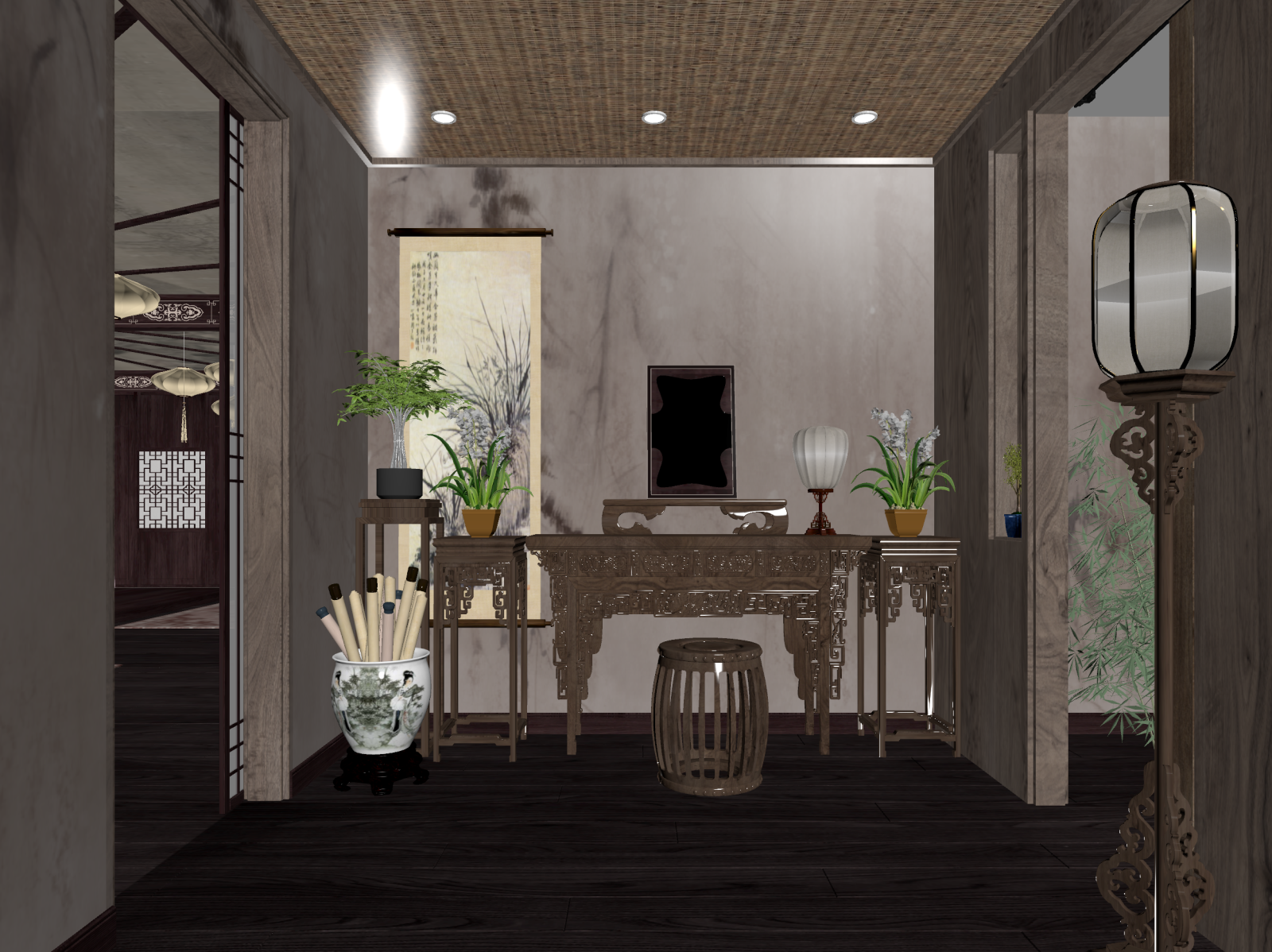 新中式玄关3D模型下载【ID:1221462113】