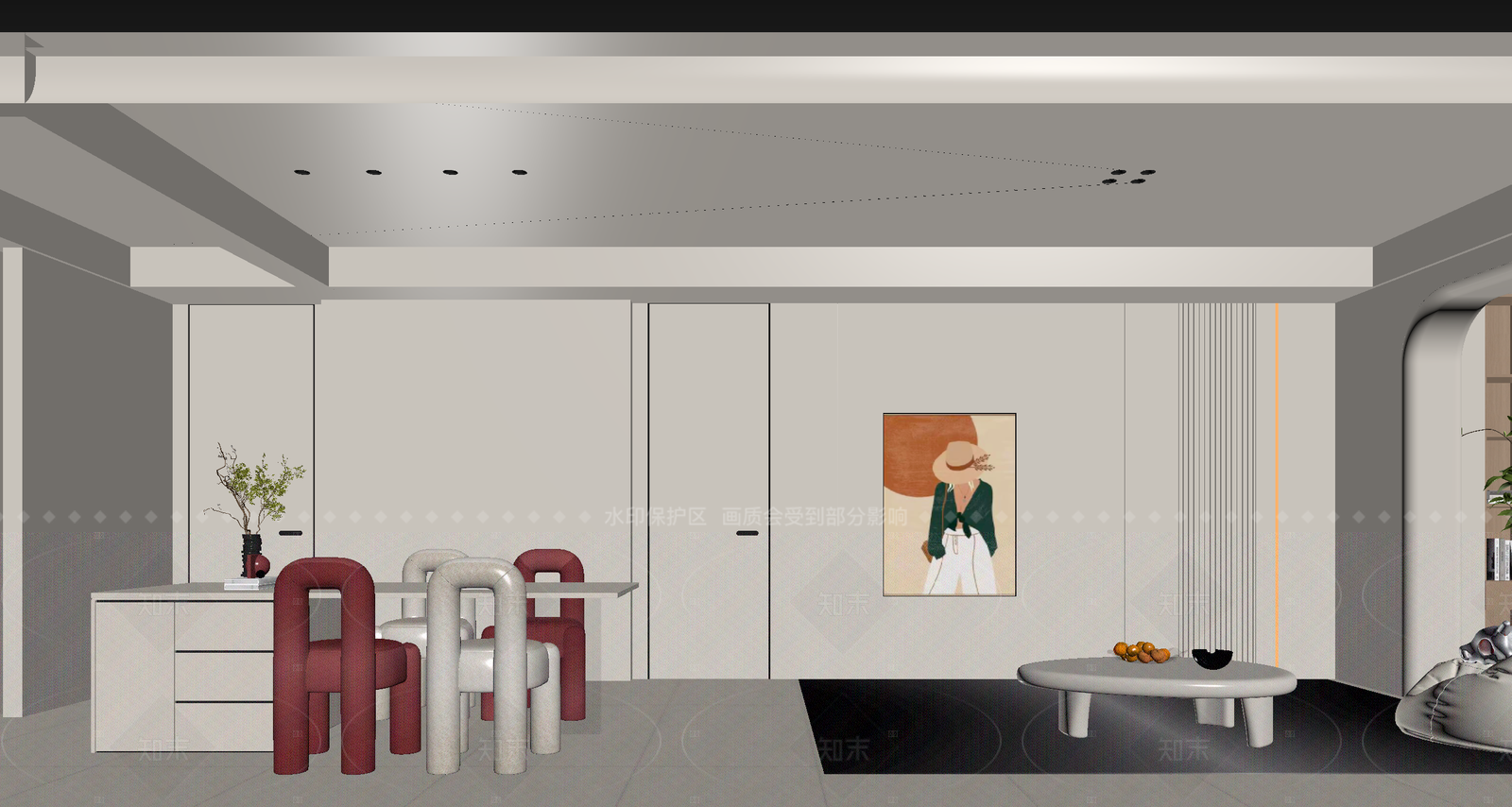 现代客餐厅3D模型下载【ID:1214959143】