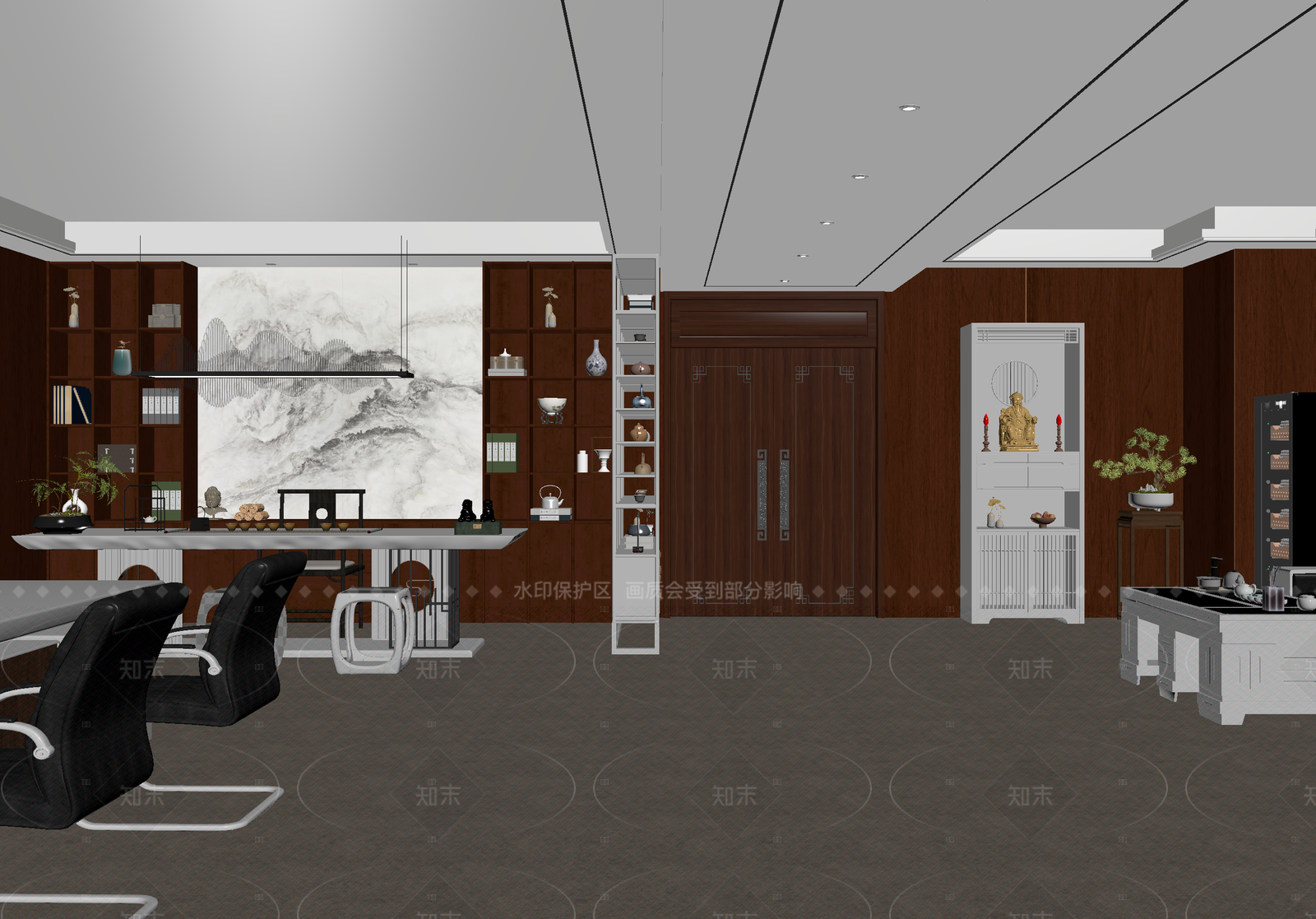 中式会议室3D模型下载【ID:1214582164】