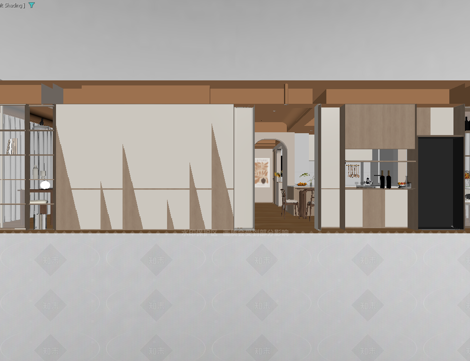 奶油开放式厨房3D模型下载【ID:1214920940】
