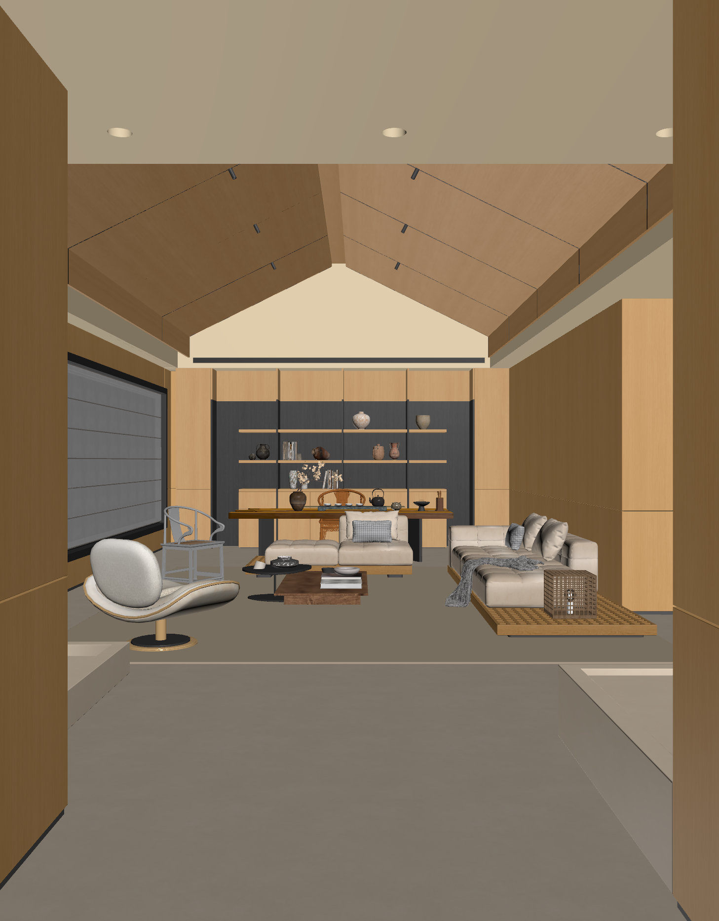 现代挑空客厅3D模型下载【ID:1222080448】