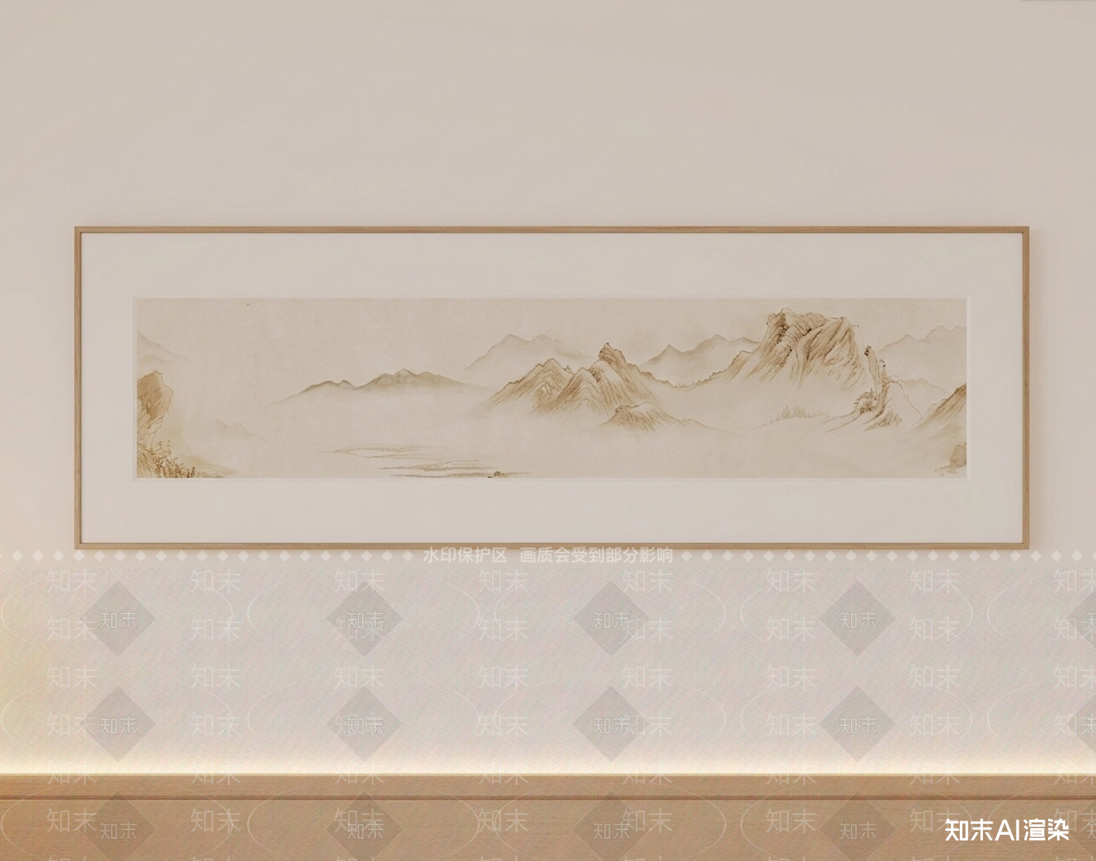 现代挂画3D模型渲染效果图