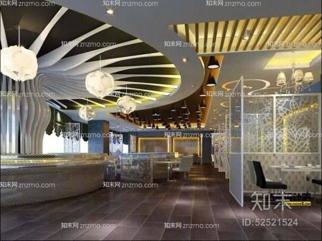 酒店休息区93D模型下载【ID:52521524】