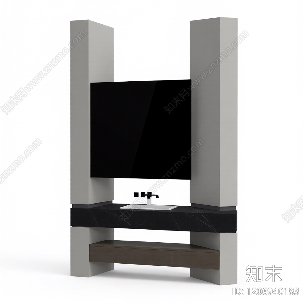 电视墙组合体3D模型下载【ID:1206940183】