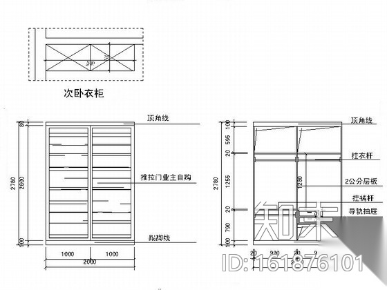 [江西]名人雅居三居室室内设计CAD施工图（含效果）施工图下载【ID:161876101】