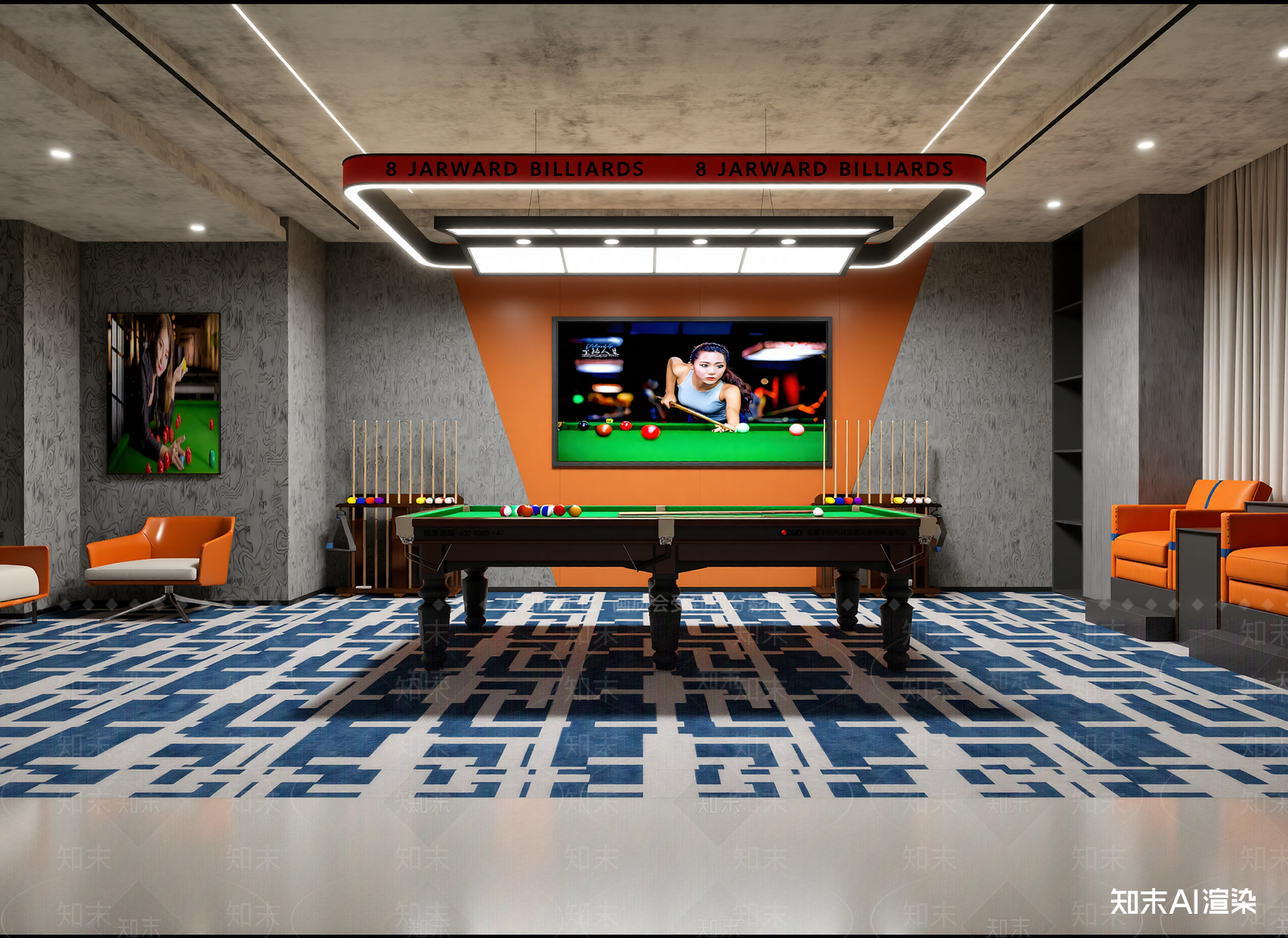 现代台球室3D模型下载【ID:1215103221】