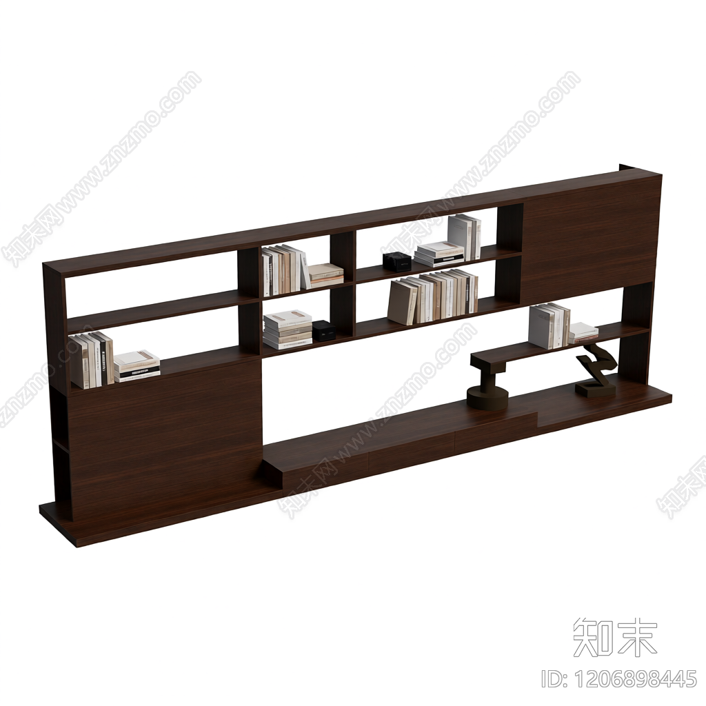 深色模块化书架组合3D模型下载【ID:1206898445】