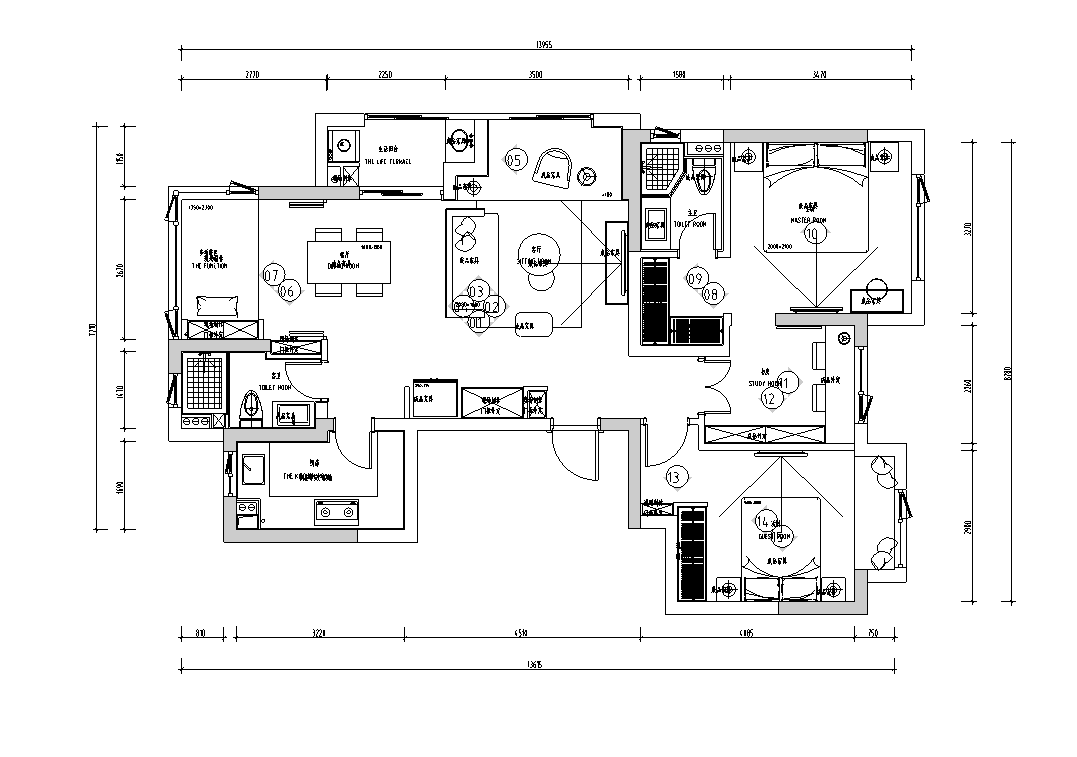 [云南]昆明现代三居室住宅施工图_附效果图施工图下载【ID:180362131】