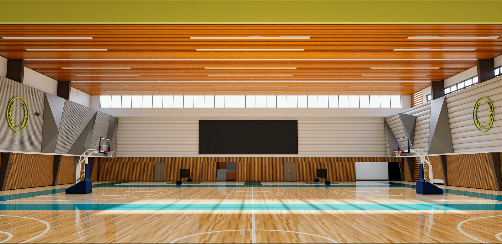 现代篮球场SU模型下载【ID:1215206791】