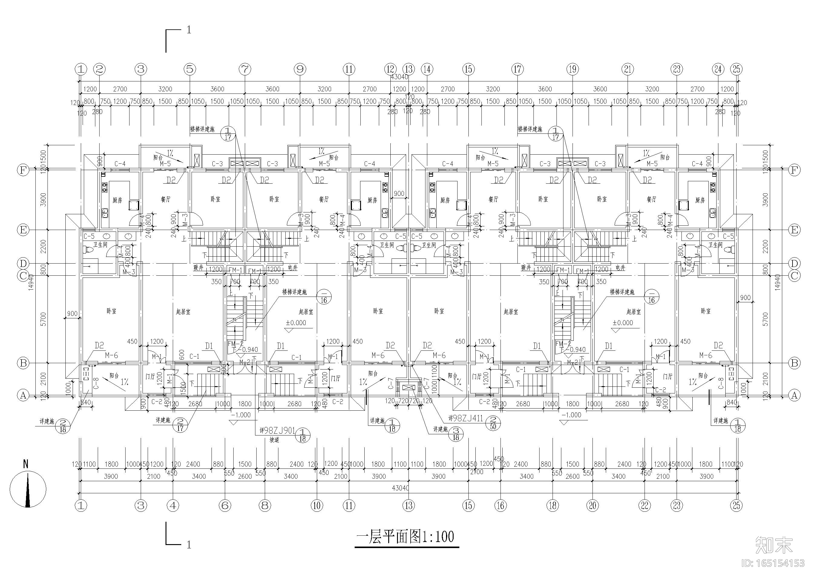 某六层复式居民楼建筑扩初图施工图下载【ID:165154153】