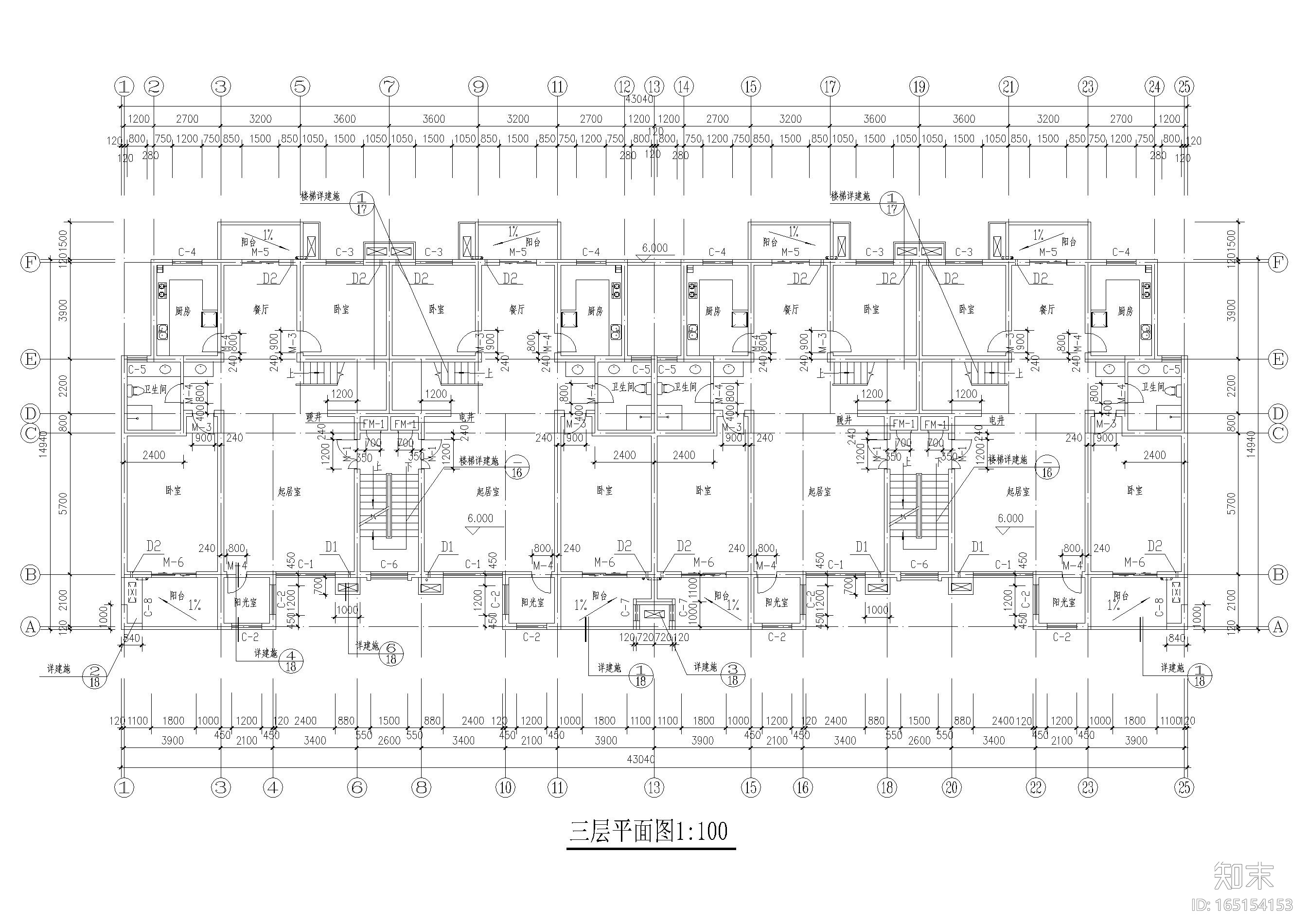 某六层复式居民楼建筑扩初图施工图下载【ID:165154153】