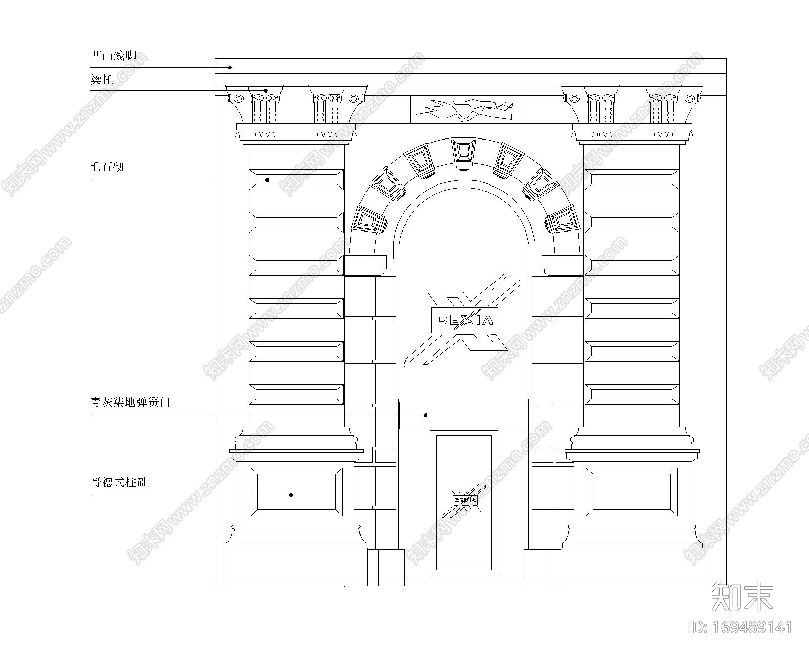 欧式外墙造型窗户门CADcad施工图下载【ID:169489141】