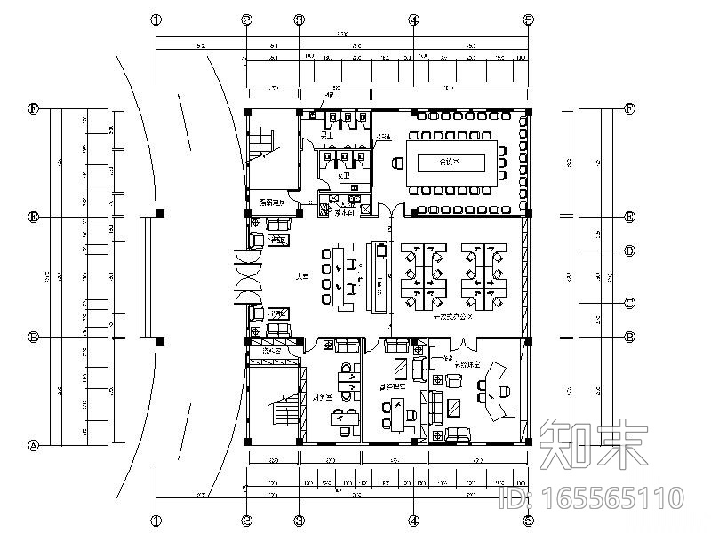 [武汉]某知名纤维制品公司办公室设计施工图（含效果图）cad施工图下载【ID:165565110】