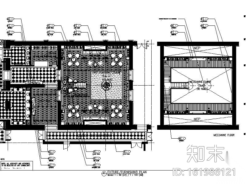 [上海]某酒店老楼宴会前厅改造室内装修图cad施工图下载【ID:161986121】