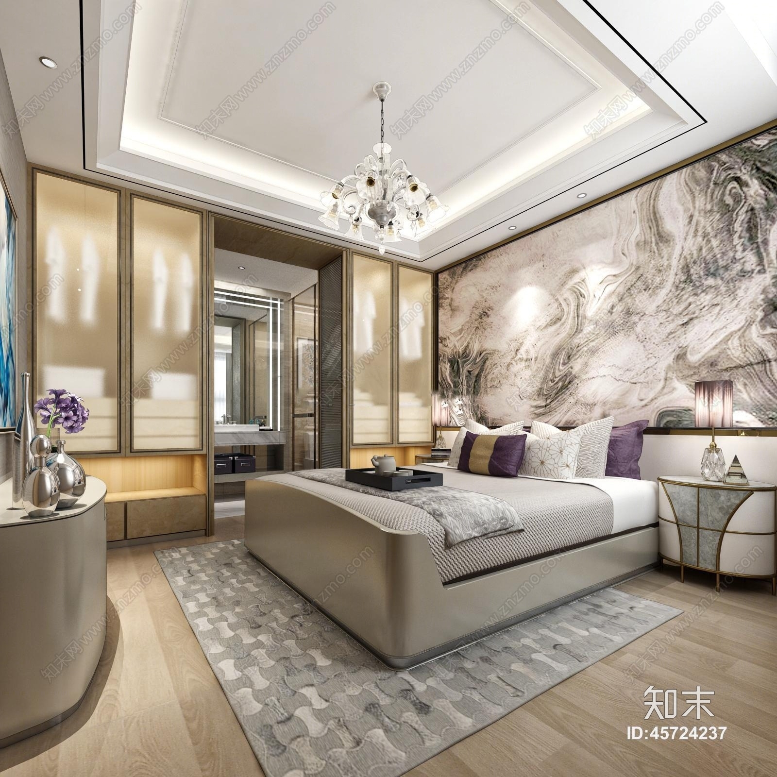 现代卧室3D模型下载【ID:45724237】