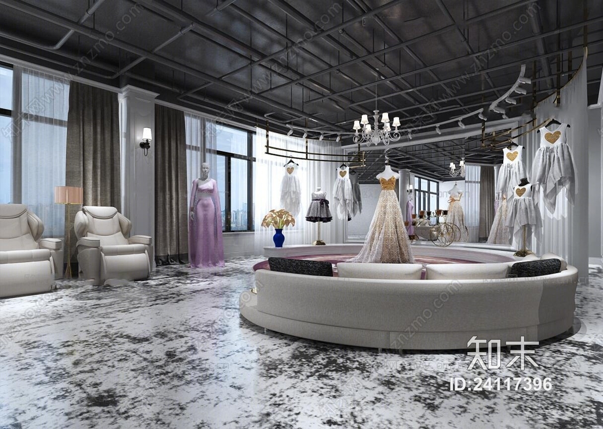 现代工业风婚纱店化妆间3D模型下载【ID:24117396】_知末3d模型网