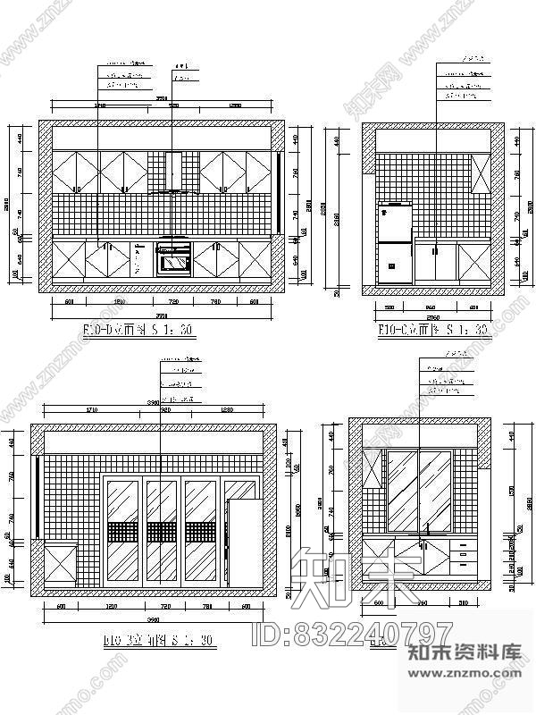 图块/节点常用厨房立面图施工图下载【ID:832240797】