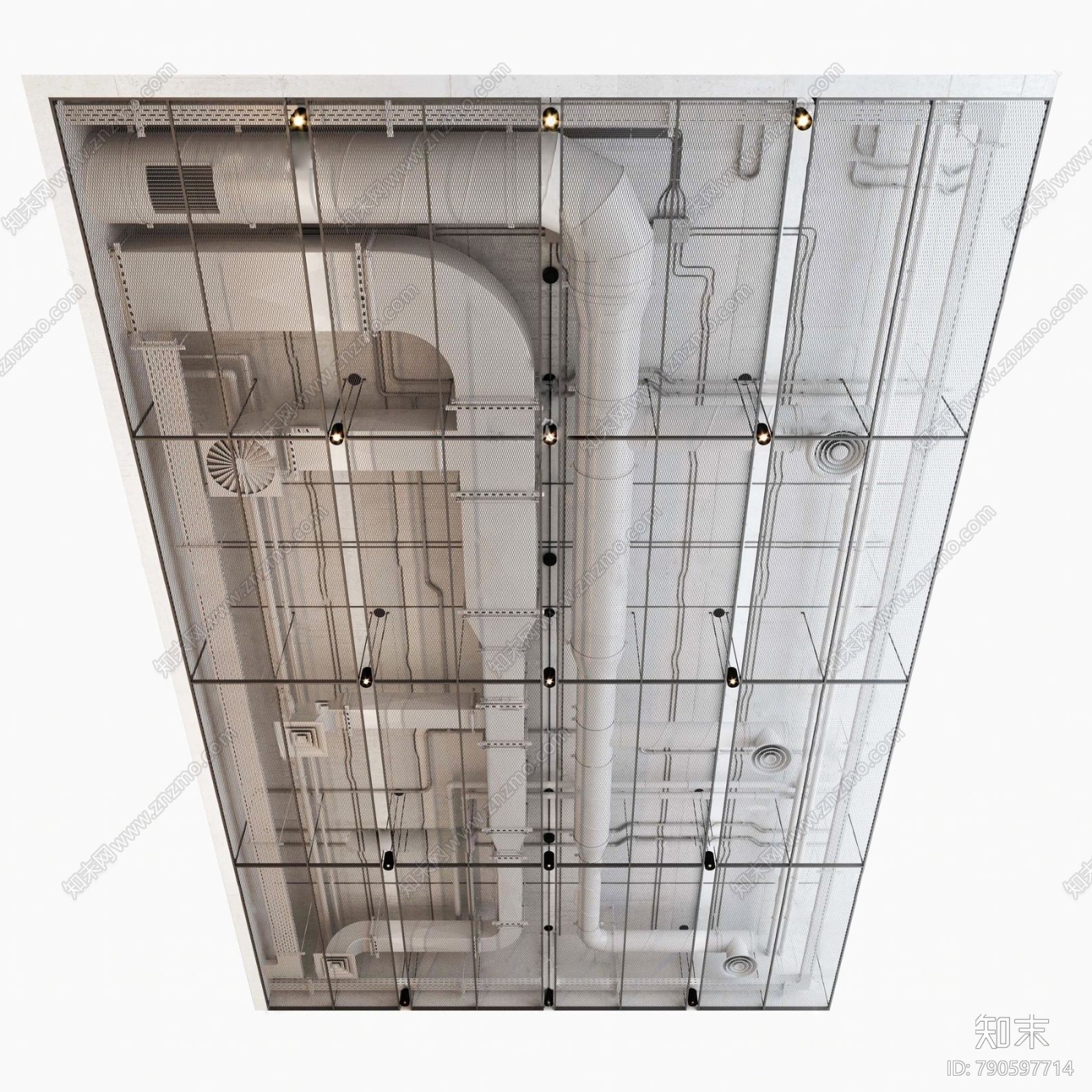 工业风吊顶3D模型下载【ID:790597714】