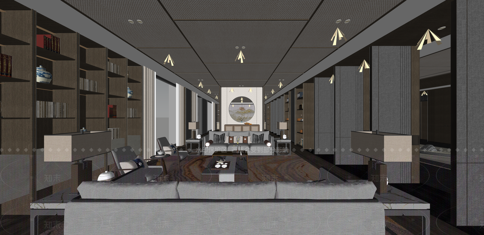 新中式休息区SU模型下载【ID:1215959196】