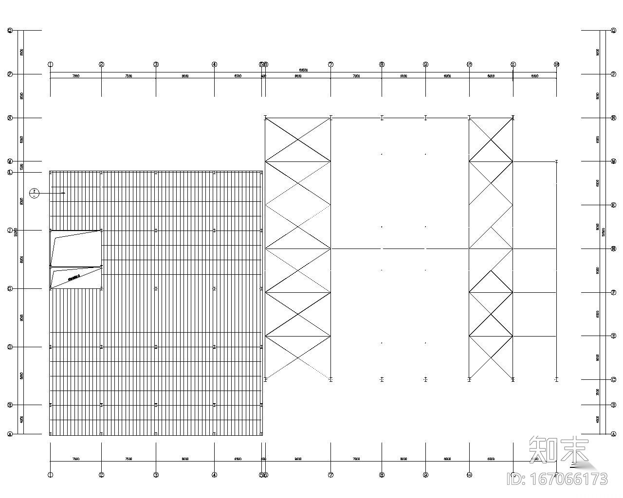 某汽车4S店门式钢架结构施工图（CAD）cad施工图下载【ID:167066173】